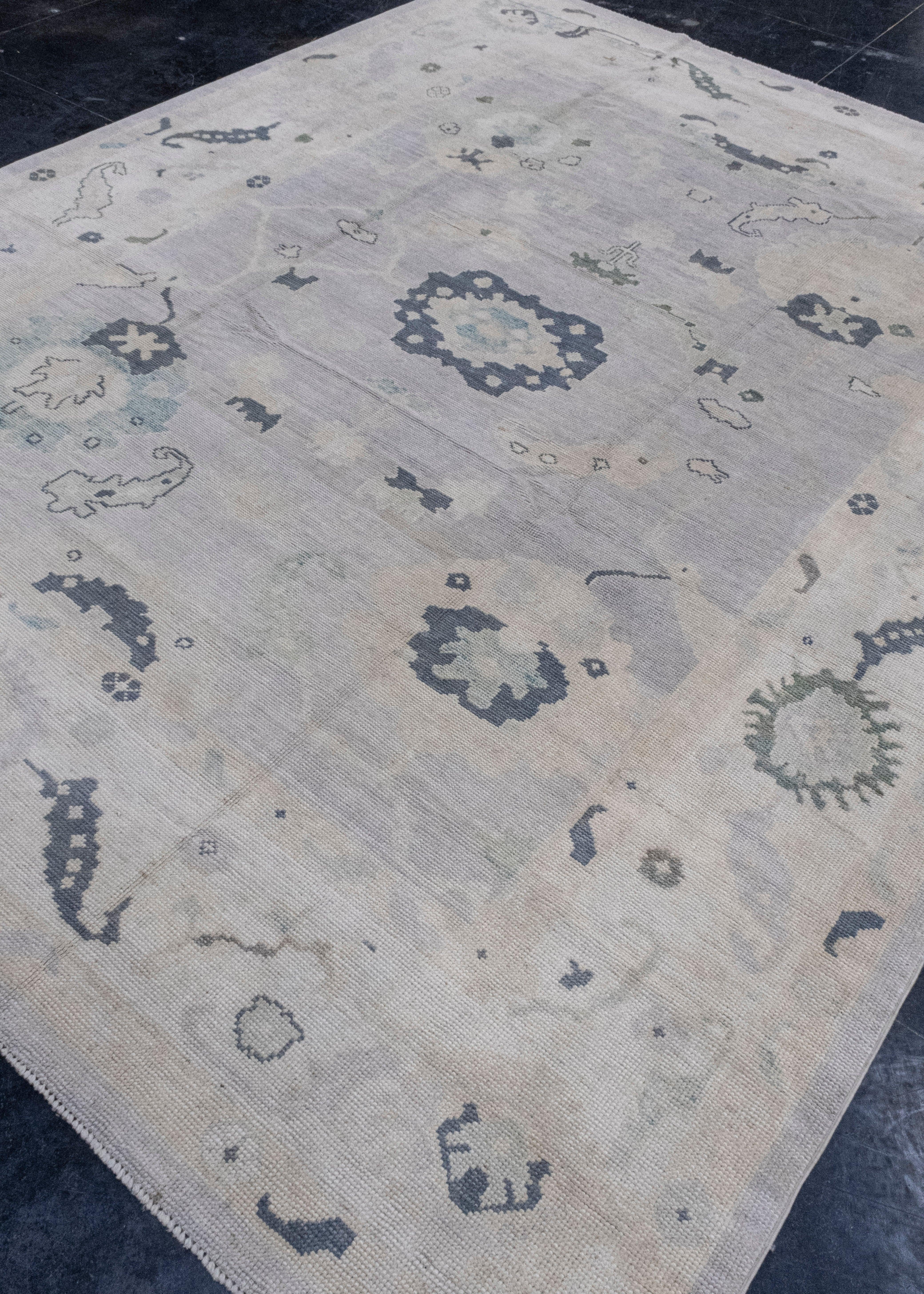 Hand-Knotted Turkish Oushak Rug 8' x 10' #16987 For Sale