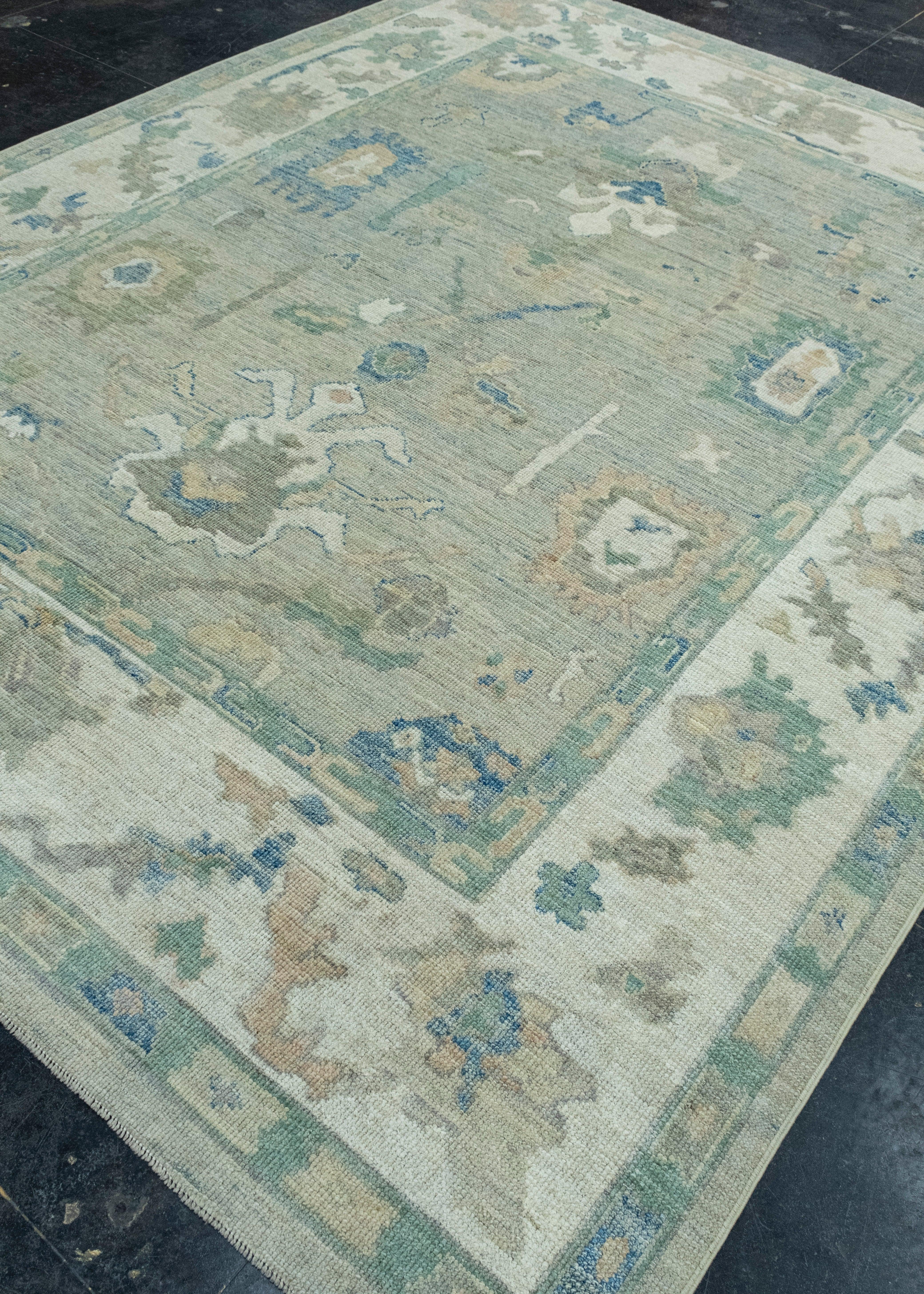 Hand-Knotted Turkish Oushak Rug 8' x 10'1