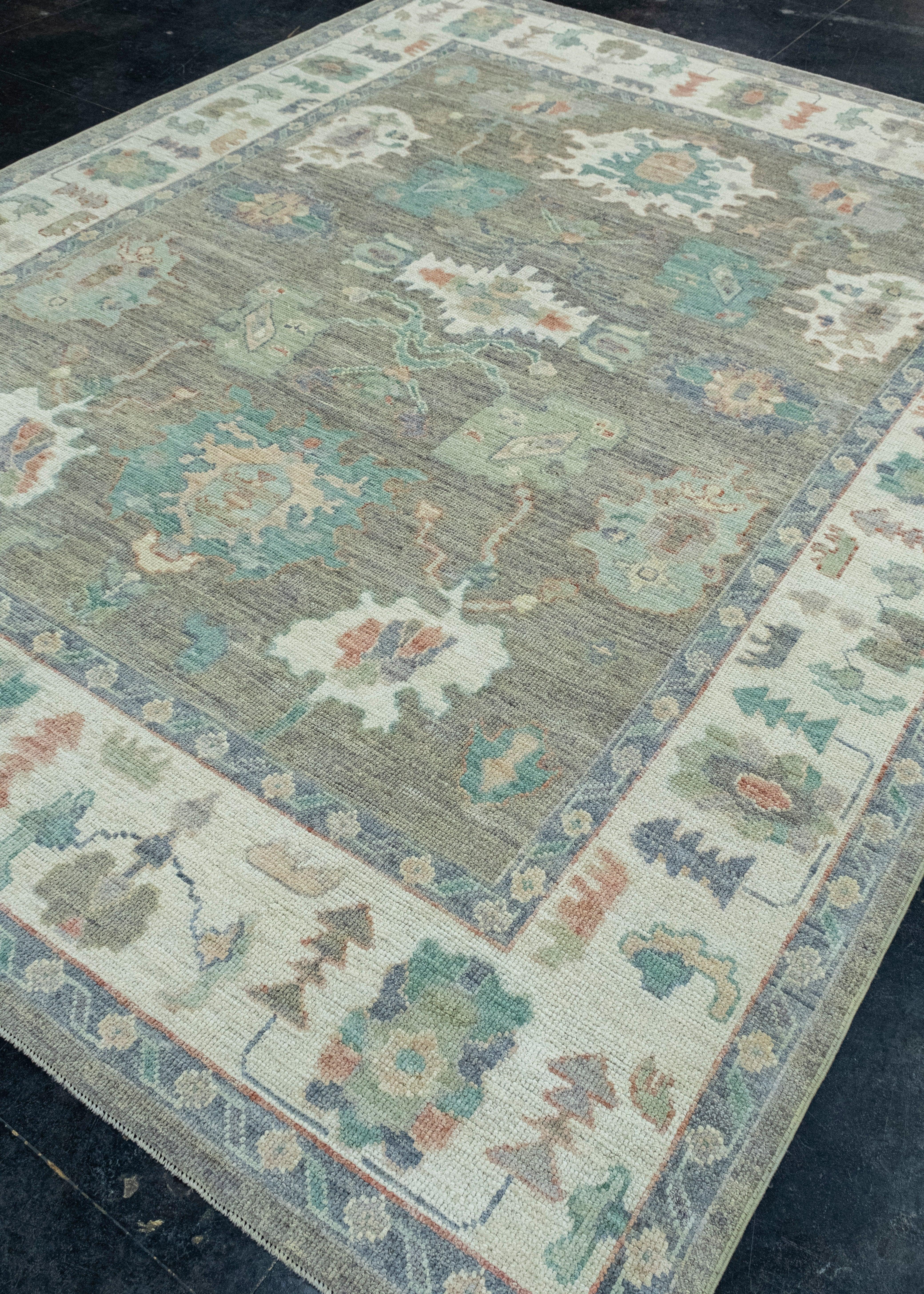 Hand-Knotted Turkish Oushak Rug 8' x 10'2
