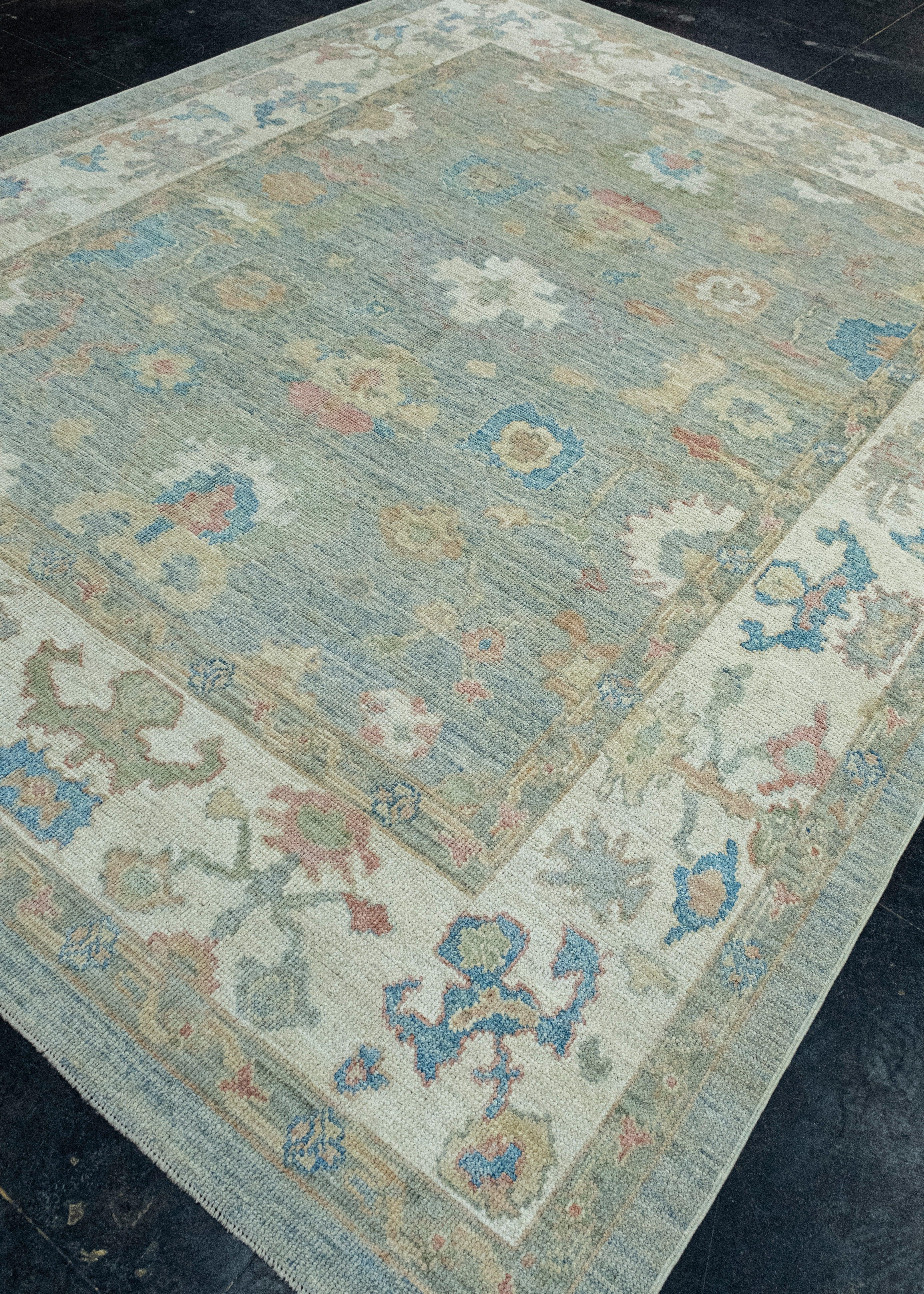 Hand-Knotted Turkish Oushak Rug 8' x 10'3