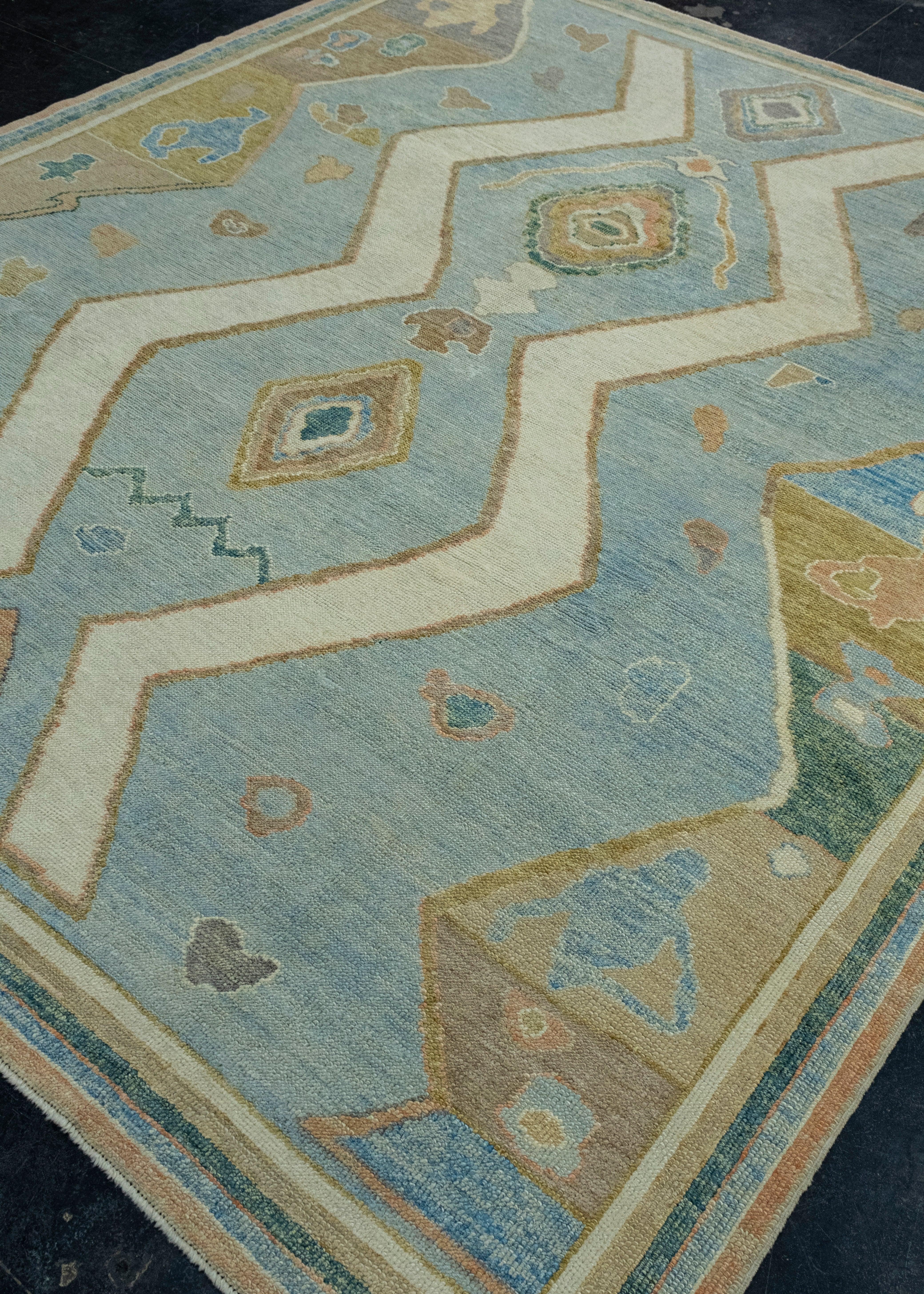 Hand-Knotted Turkish Oushak Rug 8' x 9'8