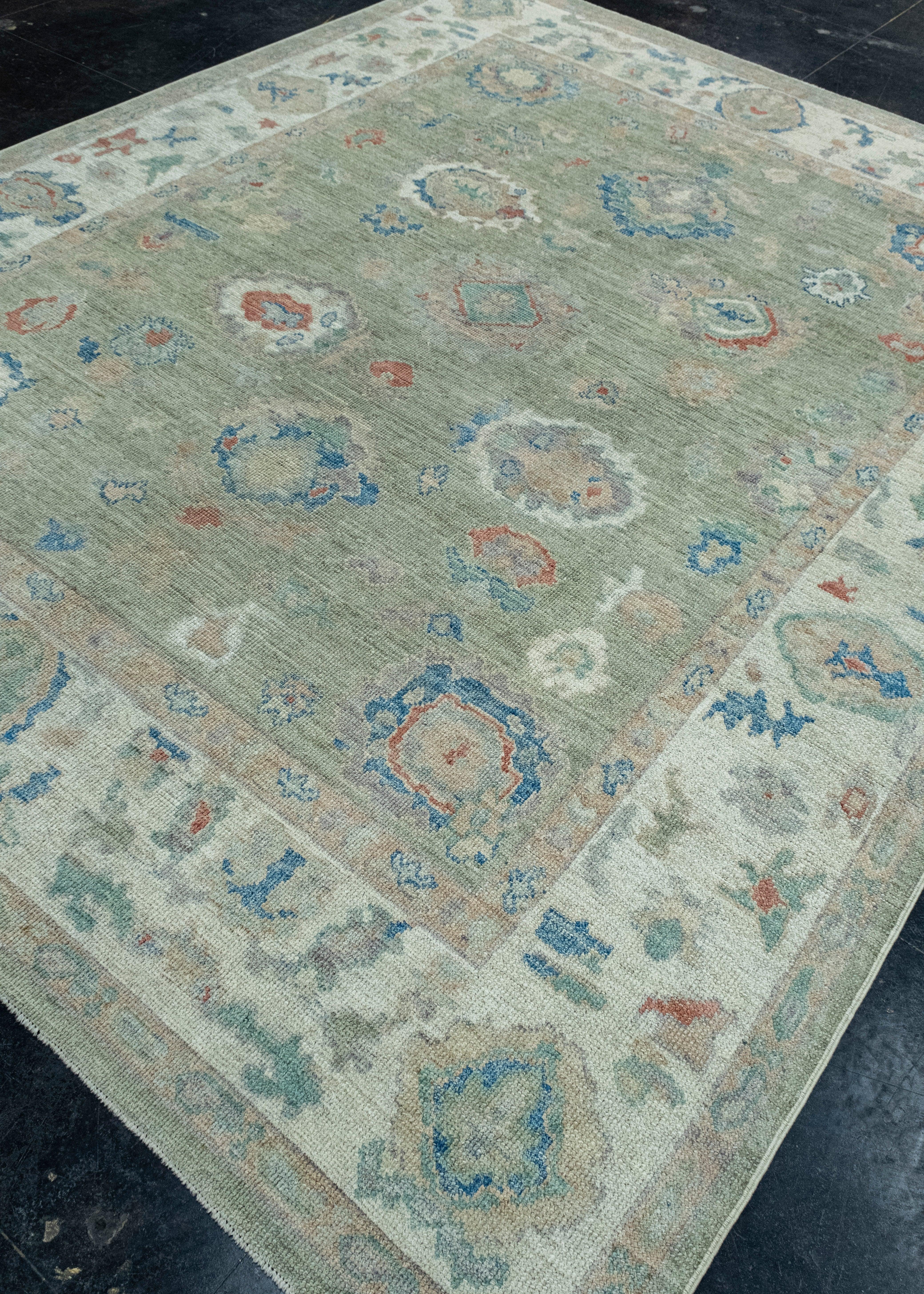 Hand-Knotted Turkish Oushak Rug 8'1