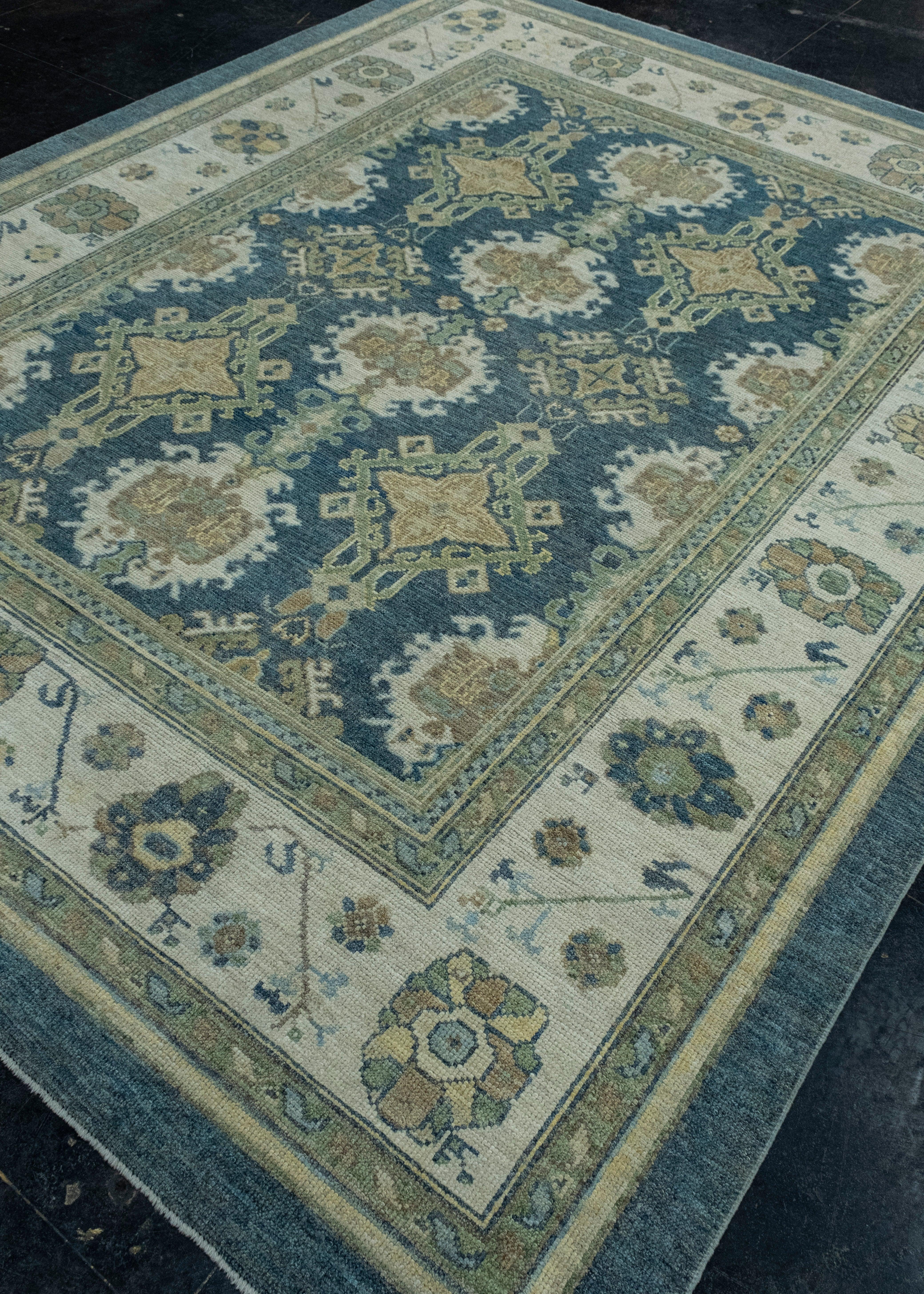 Hand-Knotted Turkish Oushak Rug 8'1