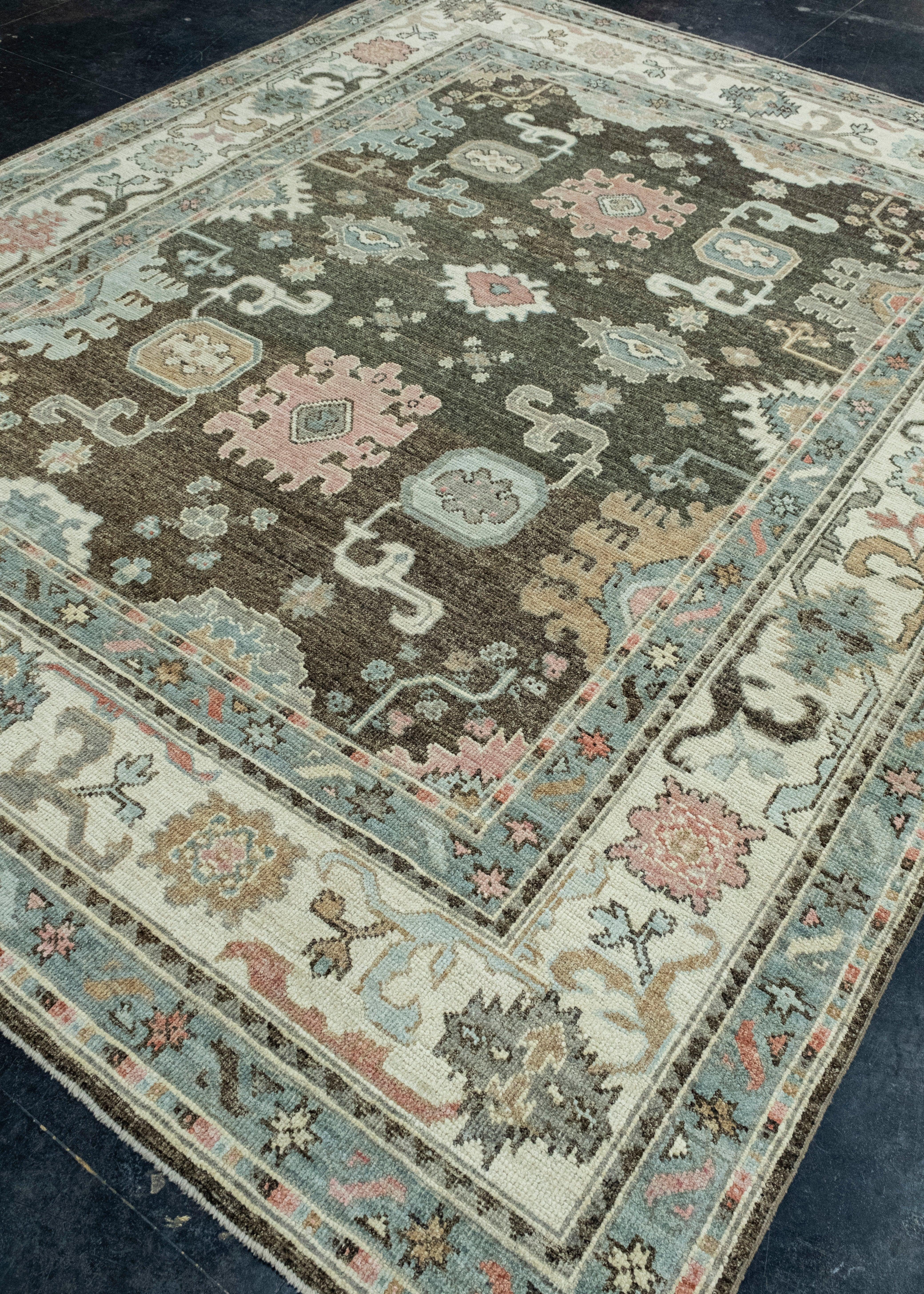 Hand-Knotted Turkish Oushak Rug 8'1