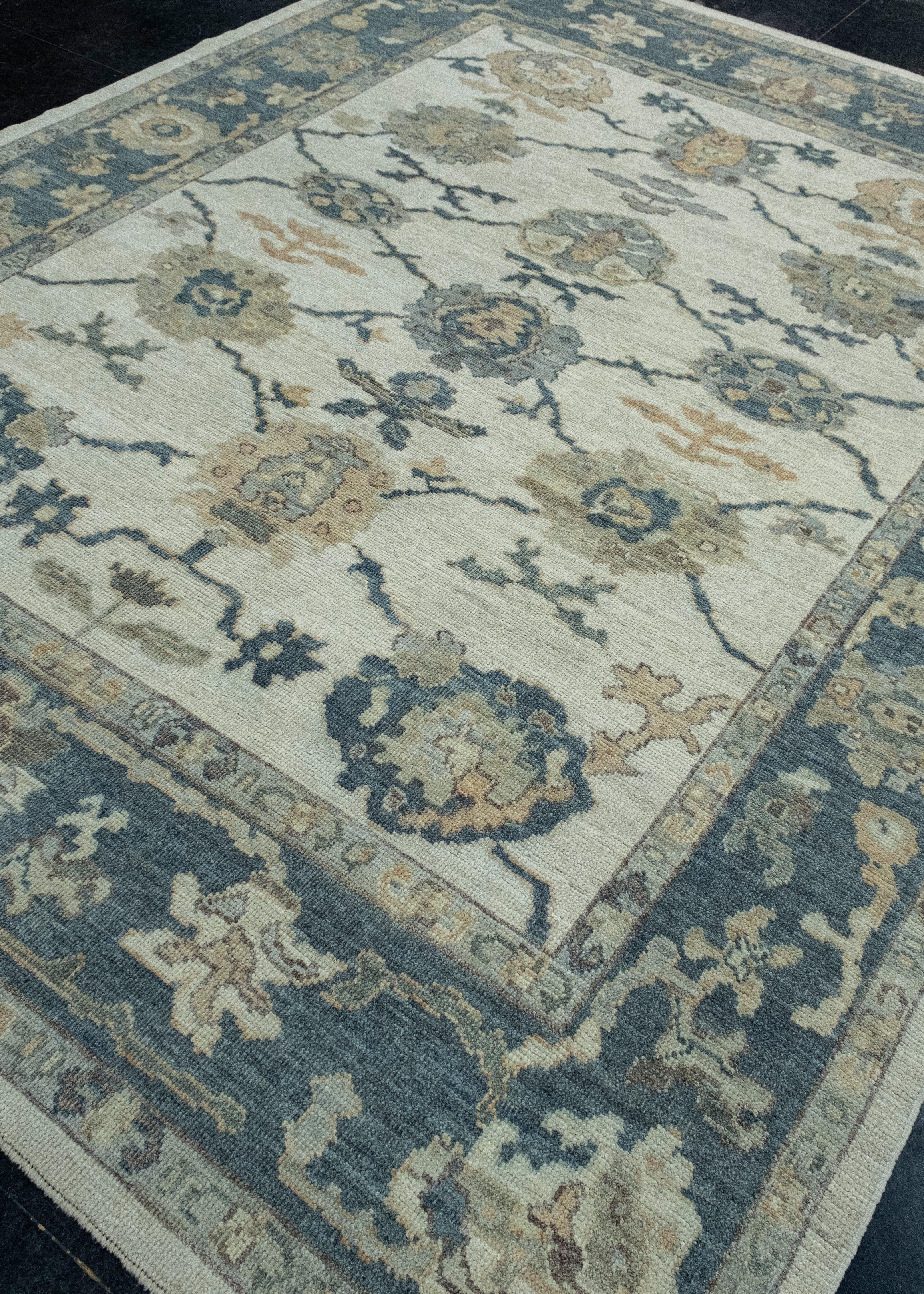 Hand-Knotted Turkish Oushak Rug 8'1