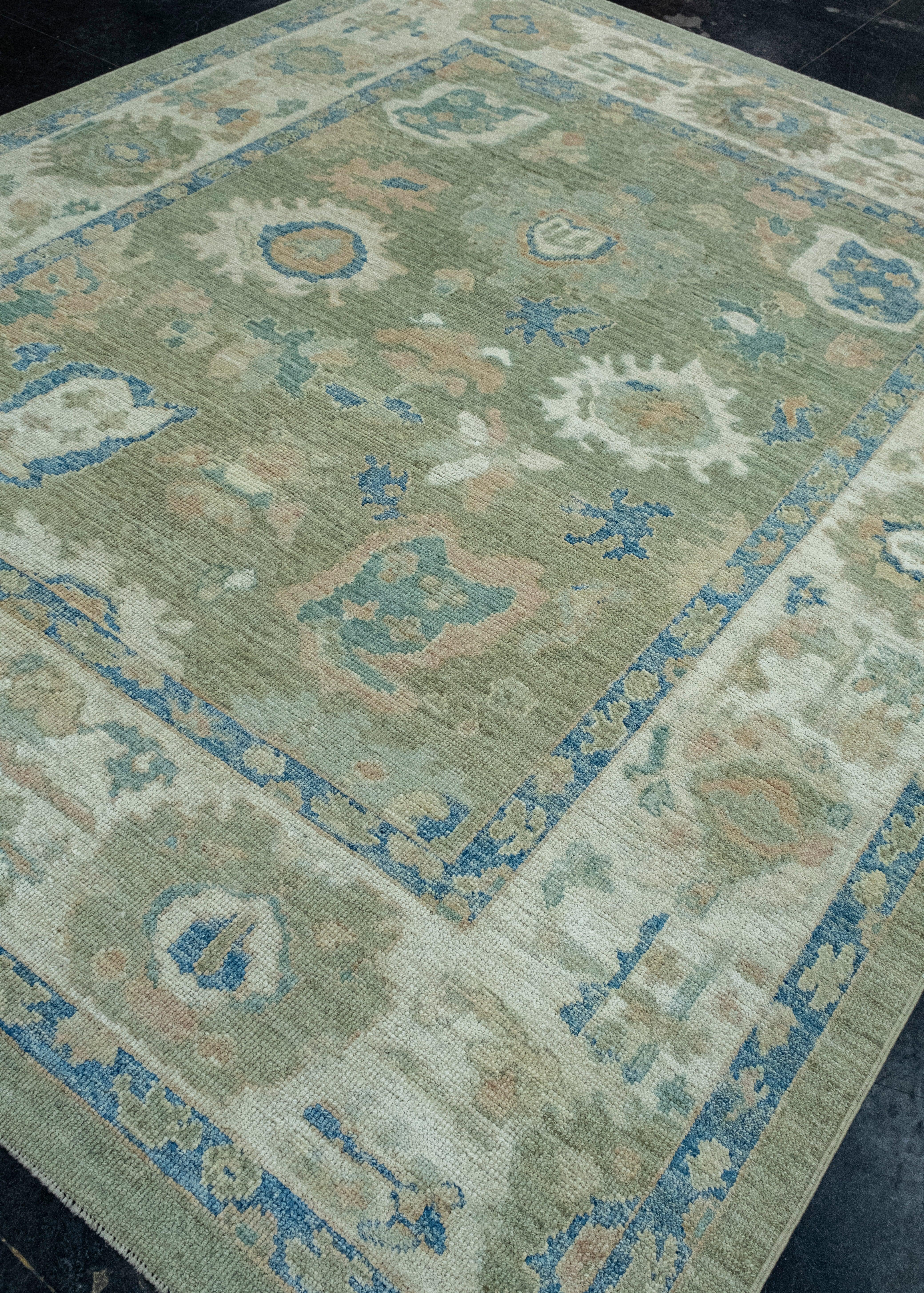 Hand-Knotted Turkish Oushak Rug 8'1