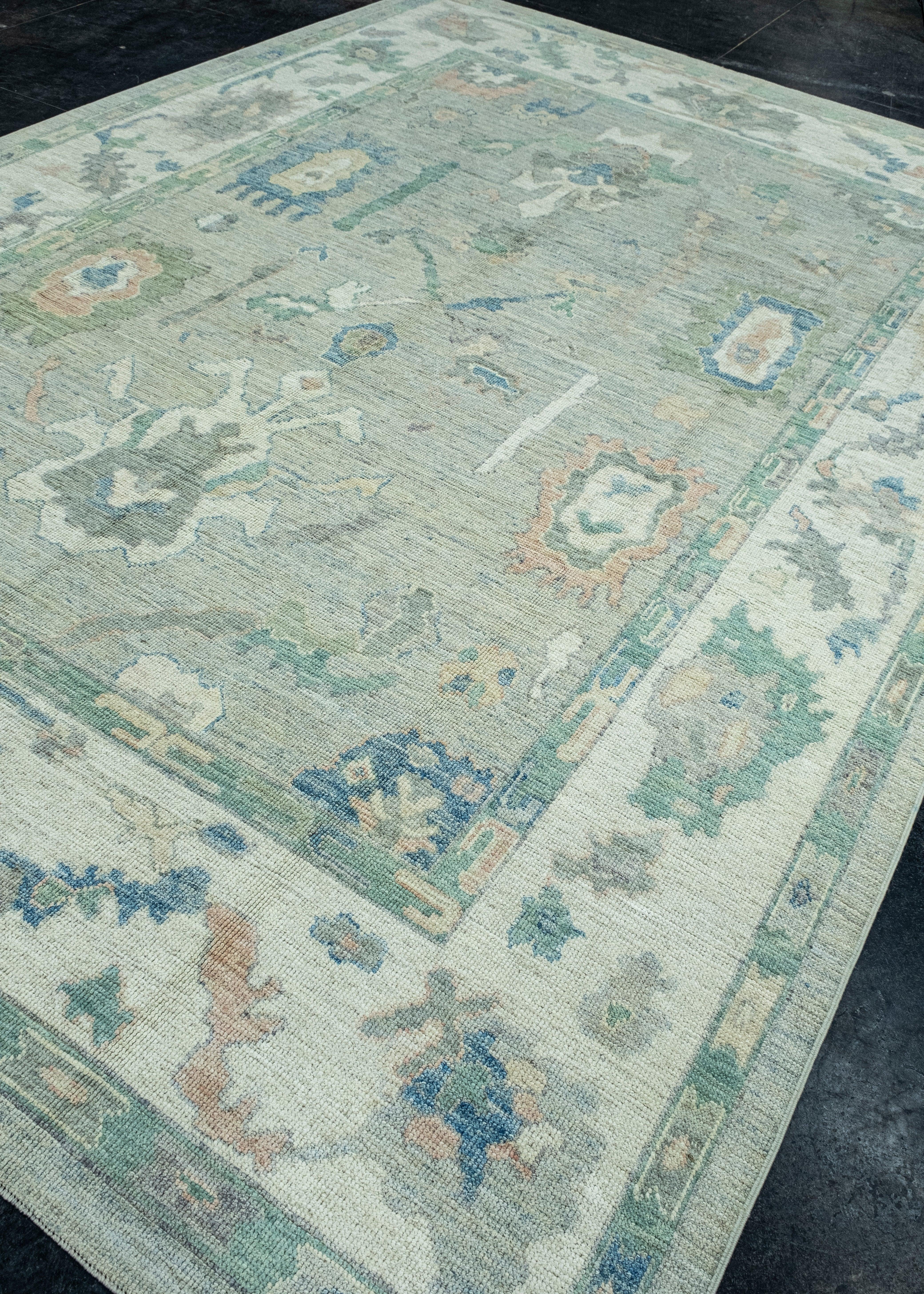 Hand-Knotted Turkish Oushak Rug 8'10