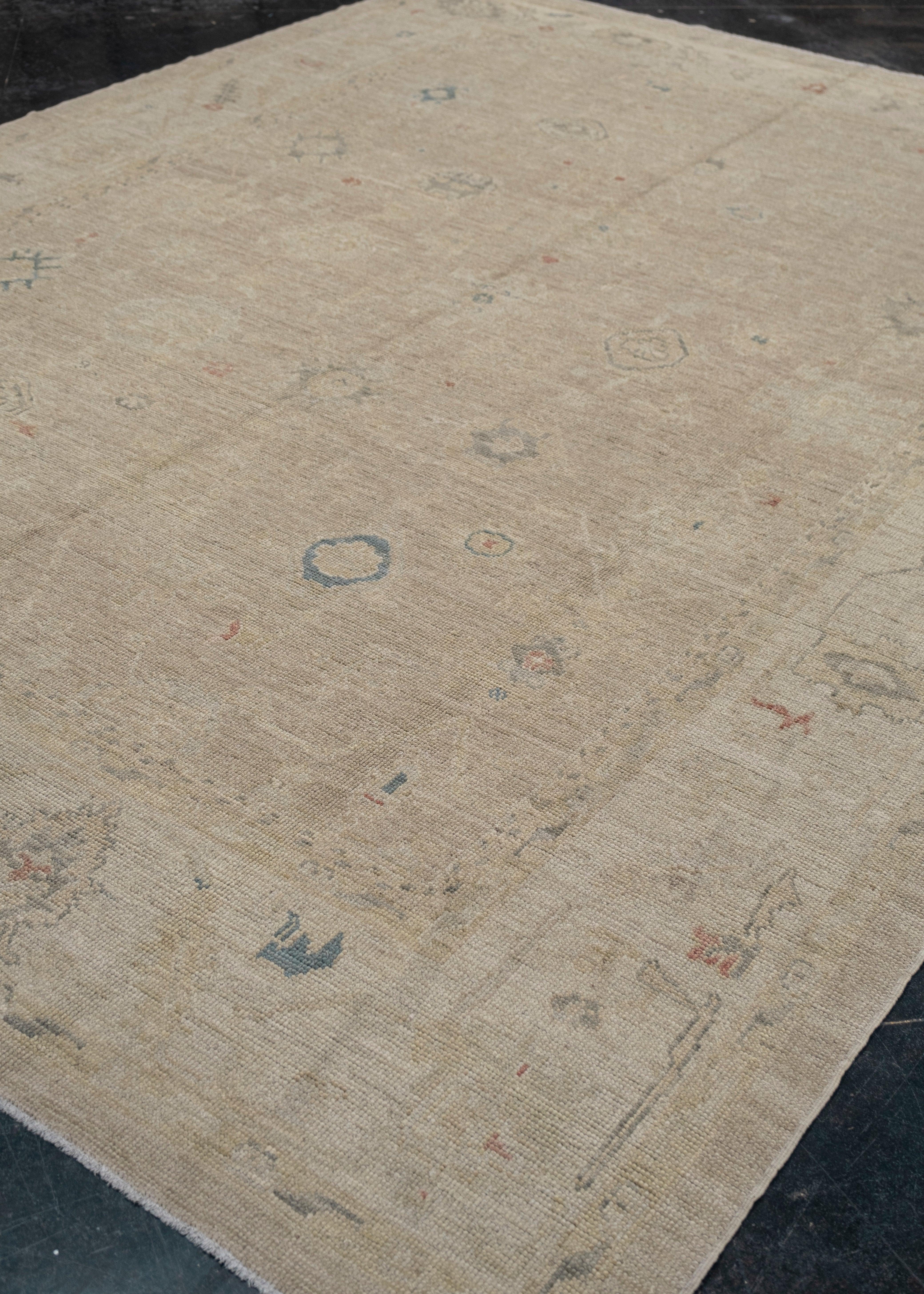 Hand-Knotted Turkish Oushak Rug 8'11