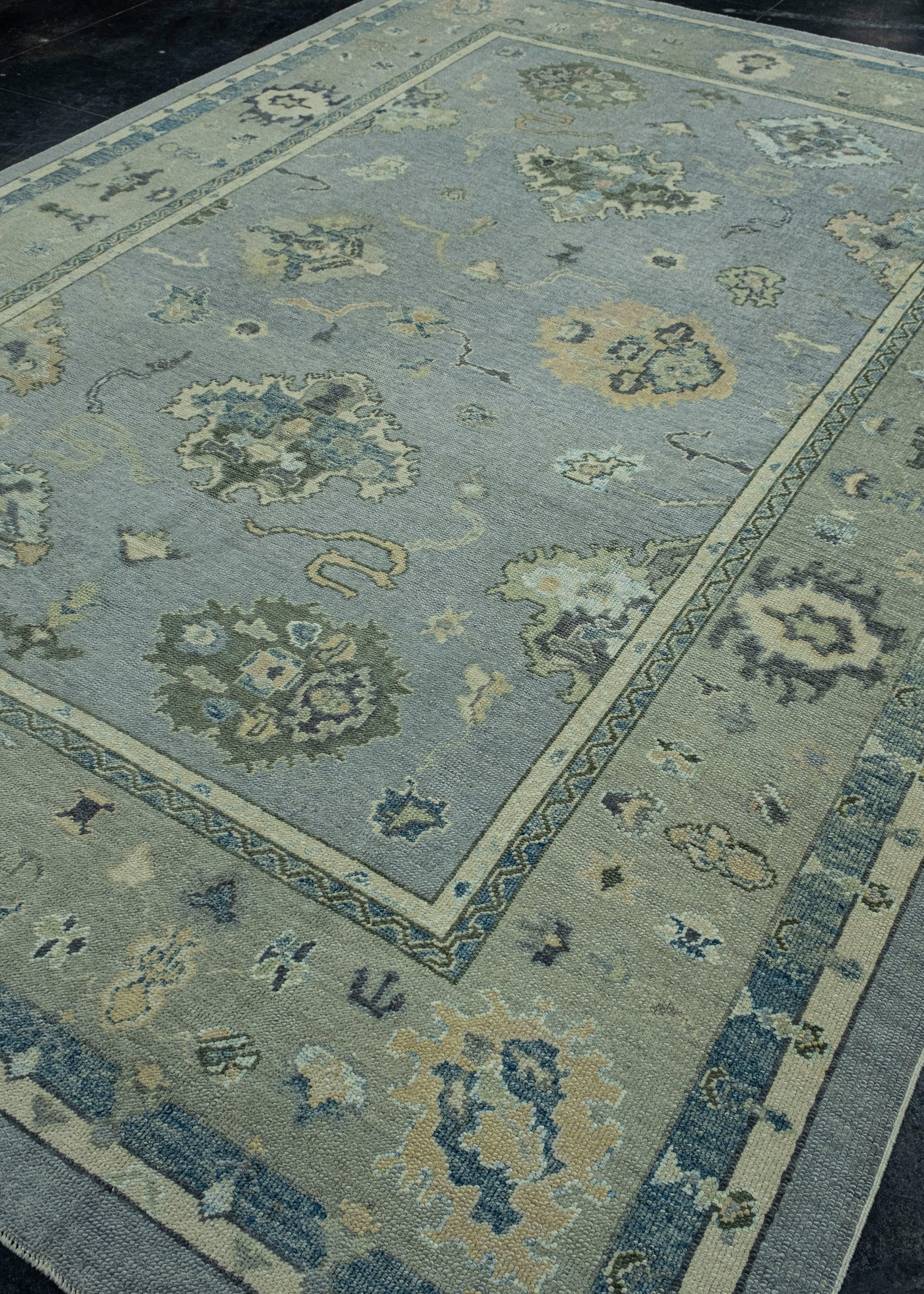 Hand-Knotted Turkish Oushak Rug 8'11
