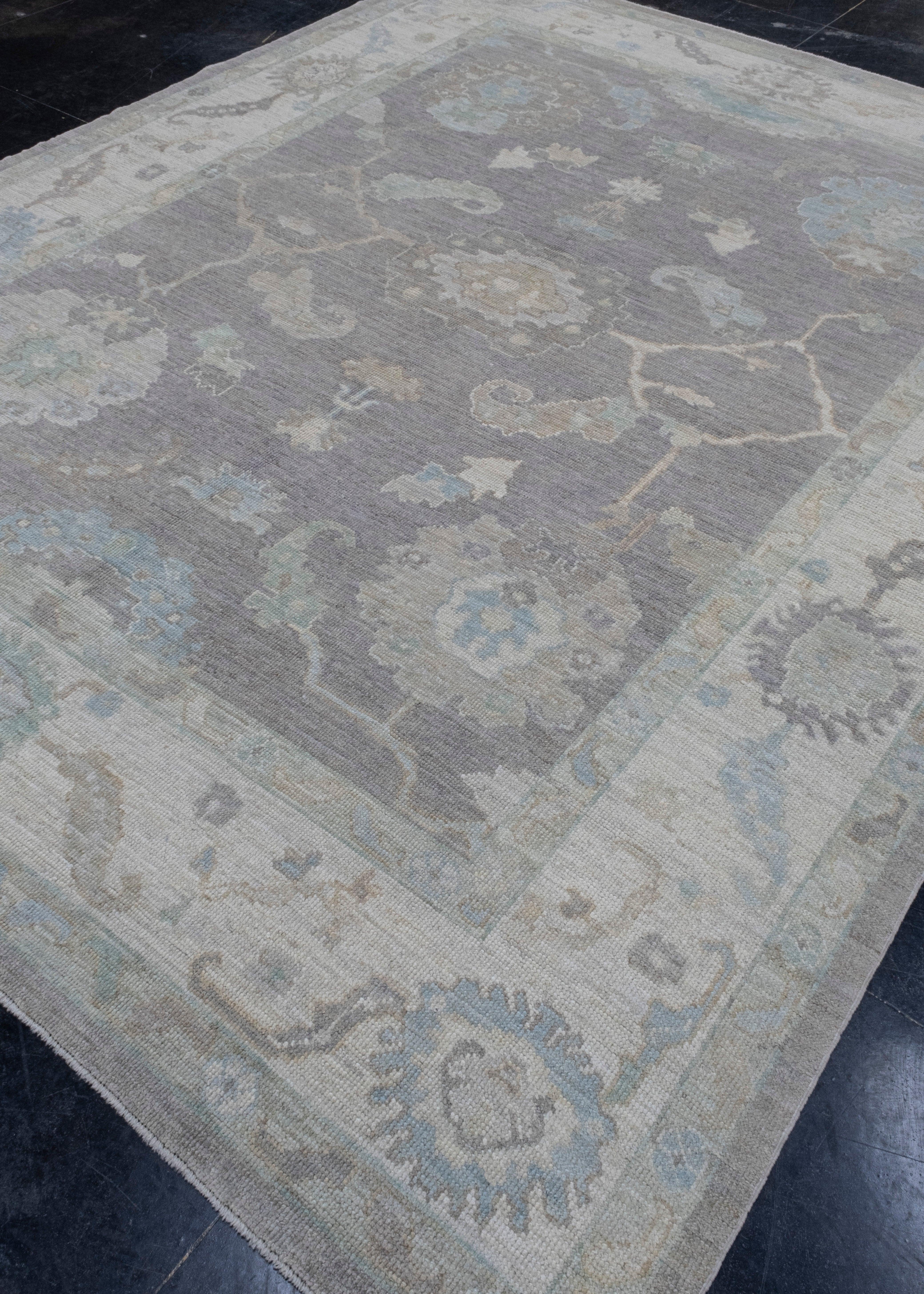Hand-Knotted Turkish Oushak Rug 8'2