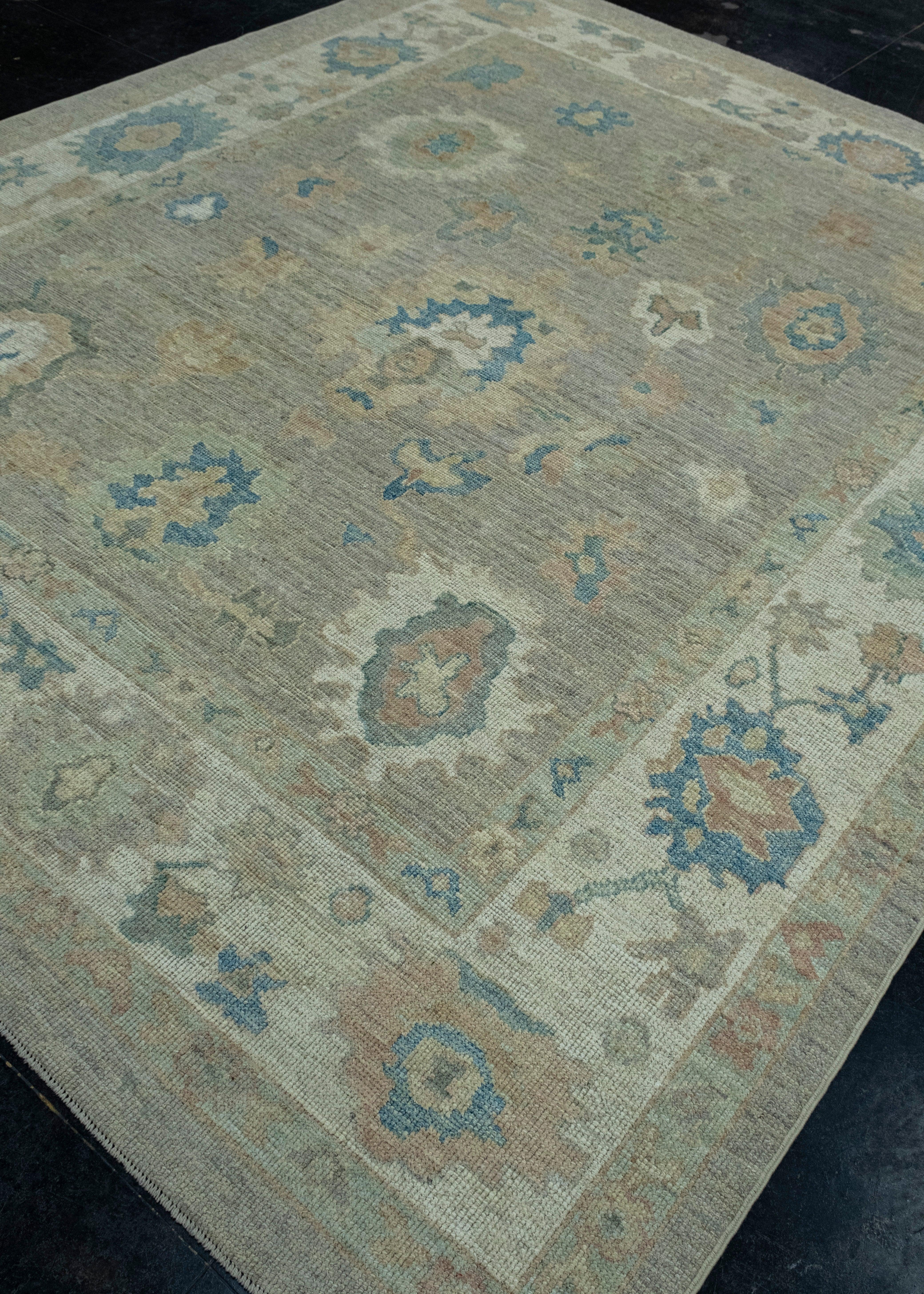 Hand-Knotted Turkish Oushak Rug 8'3