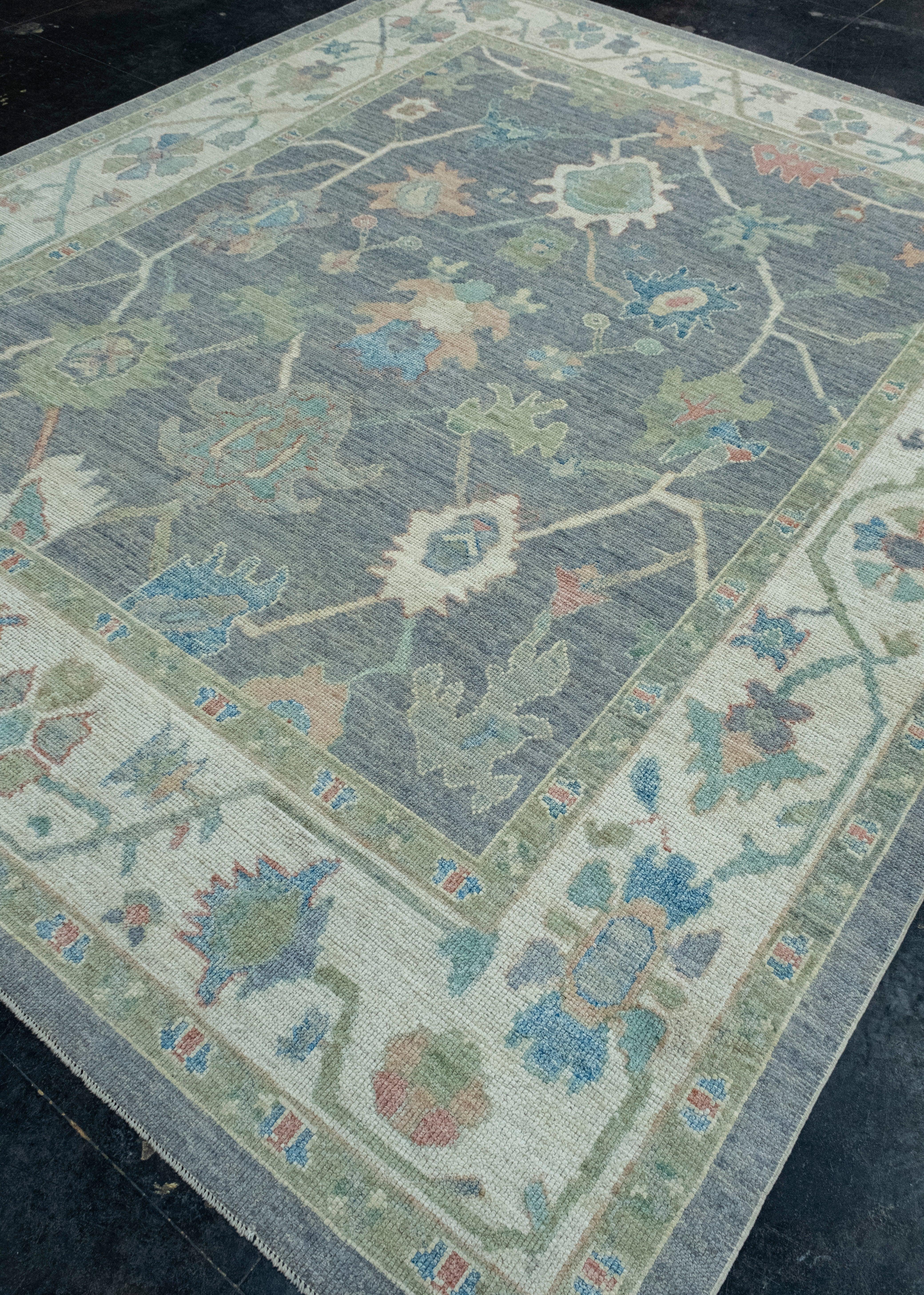 Hand-Knotted Turkish Oushak Rug 8'3