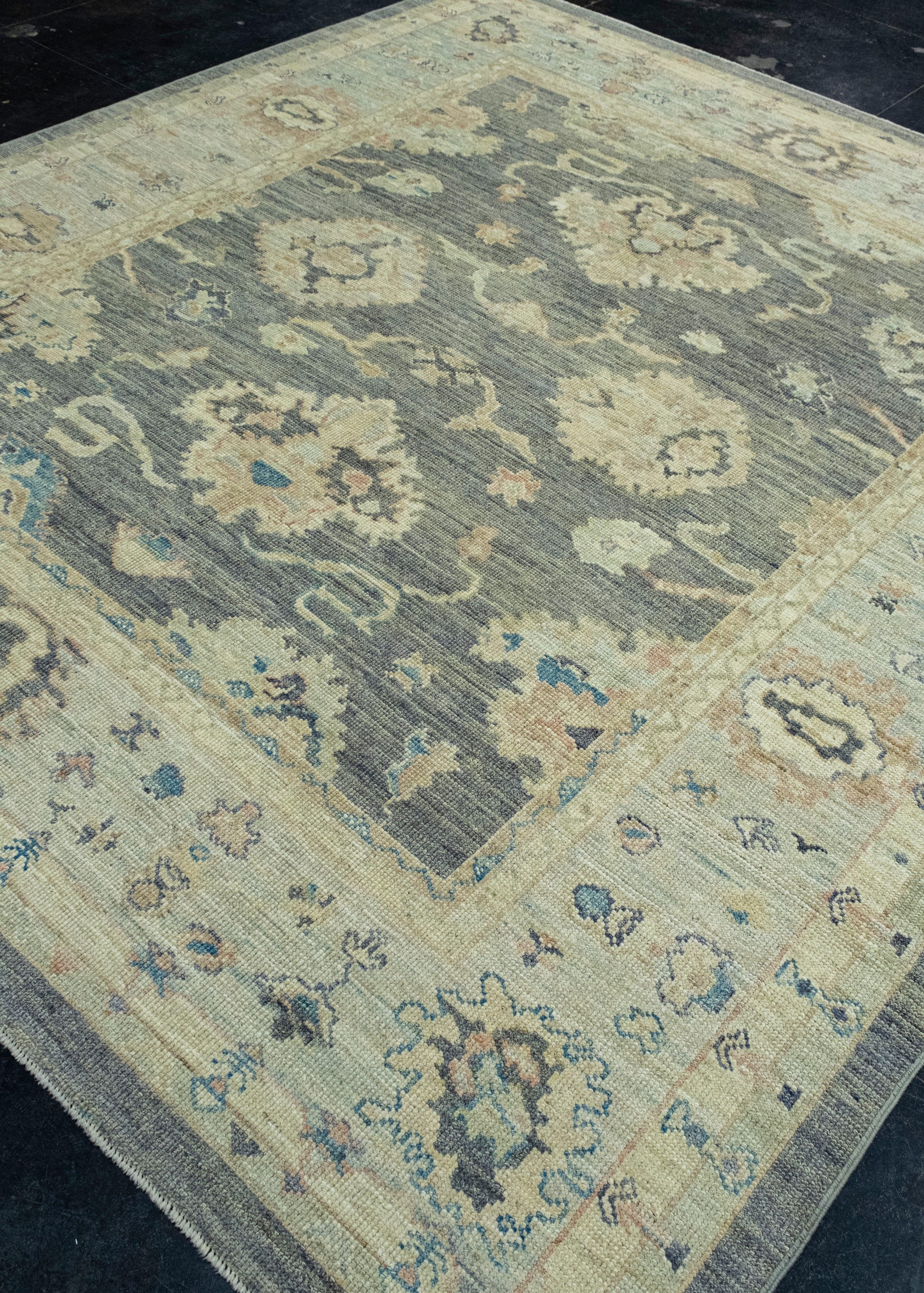 Hand-Knotted Turkish Oushak Rug 8'3