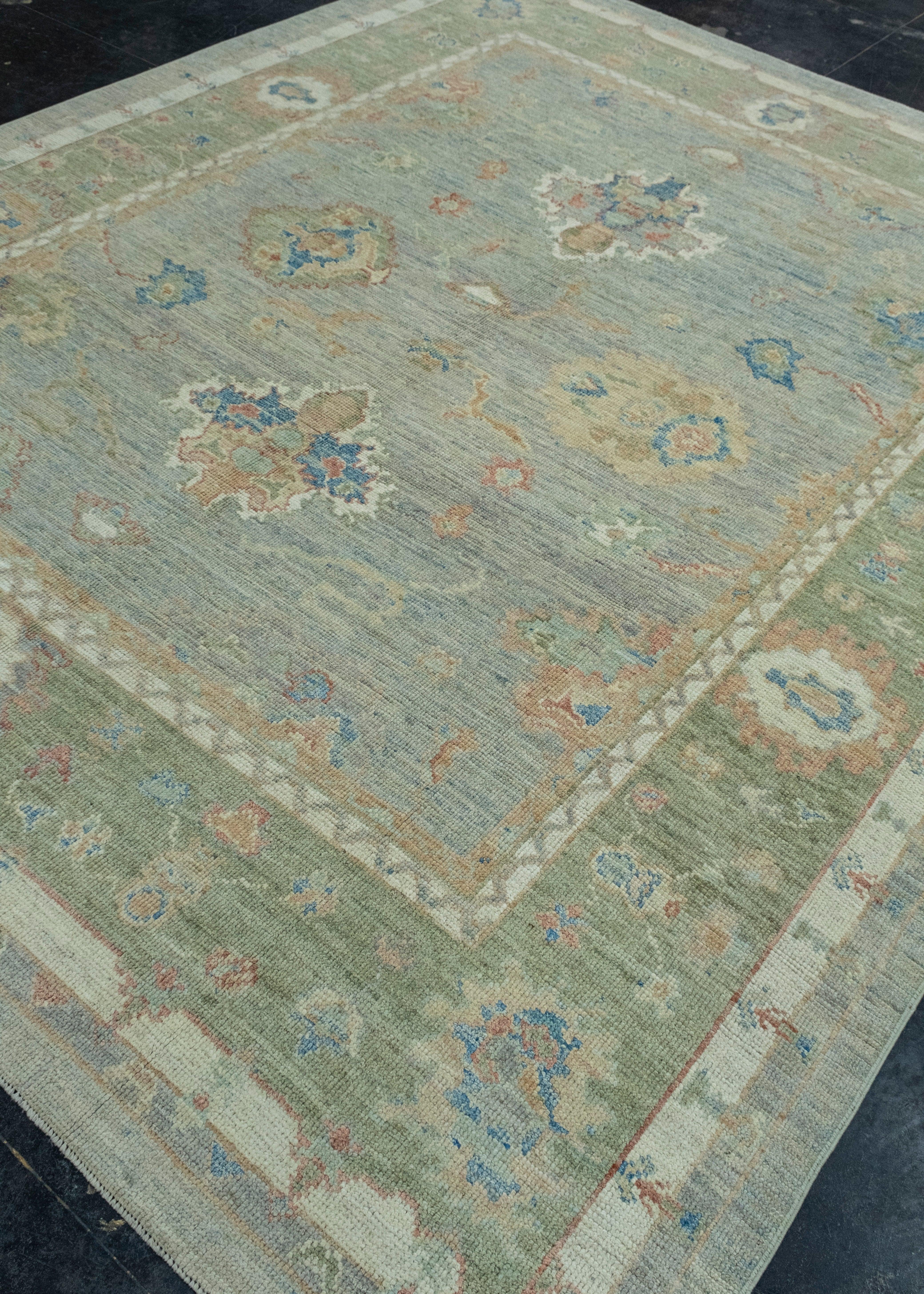 Hand-Knotted Turkish Oushak Rug 8'4