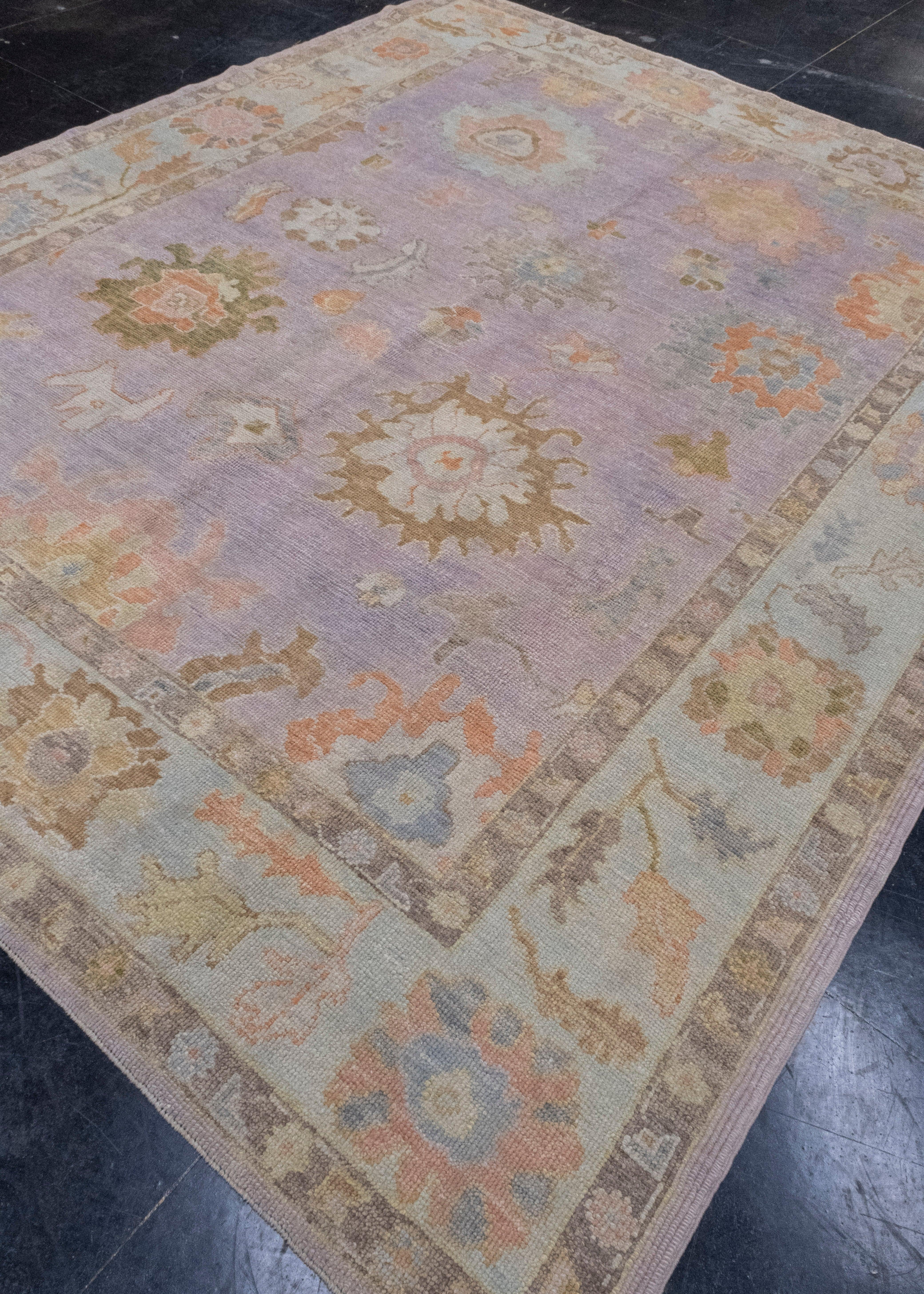 Hand-Knotted Turkish Oushak Rug 8'4