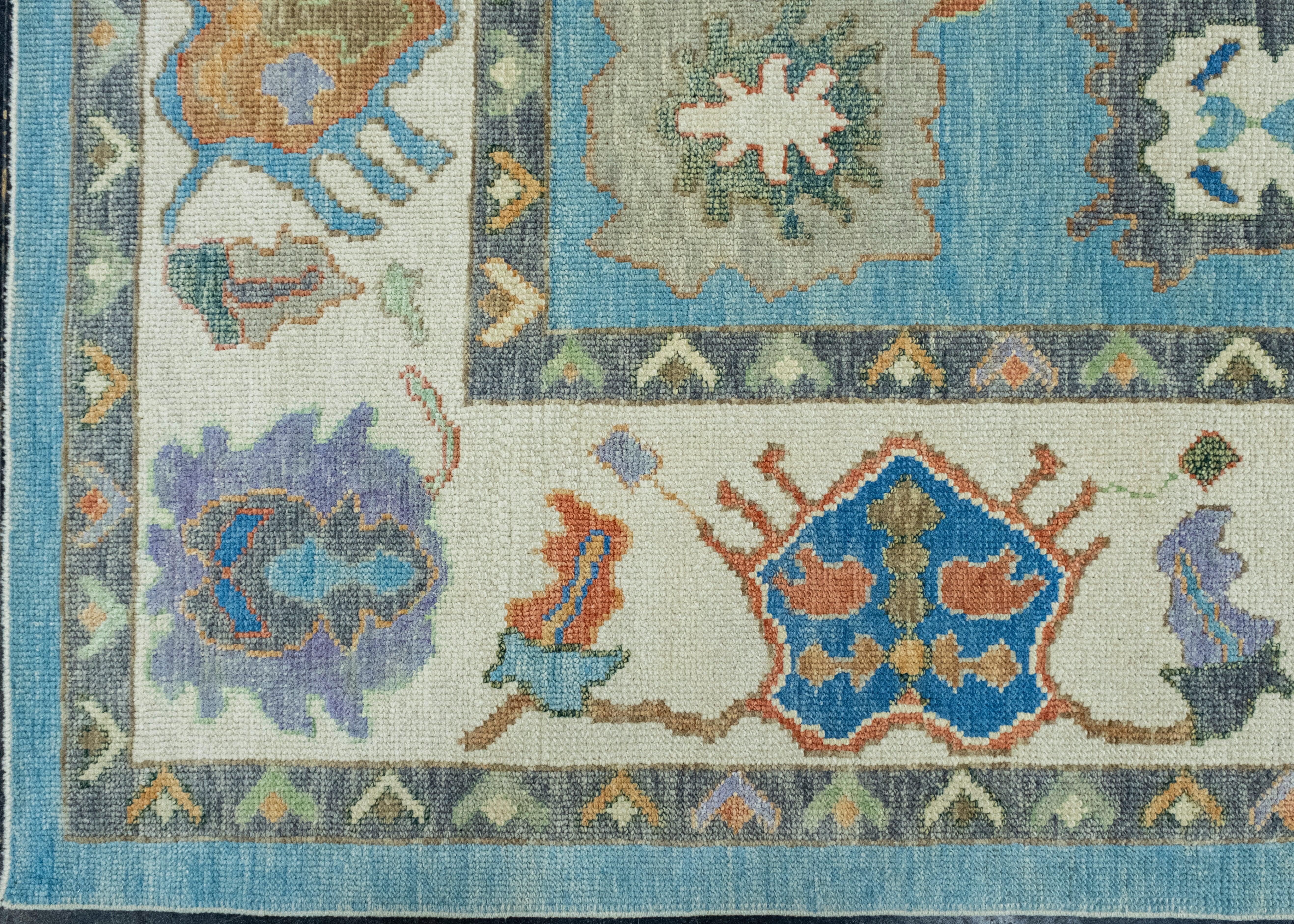 Hand-Knotted Turkish Oushak Rug 8'4