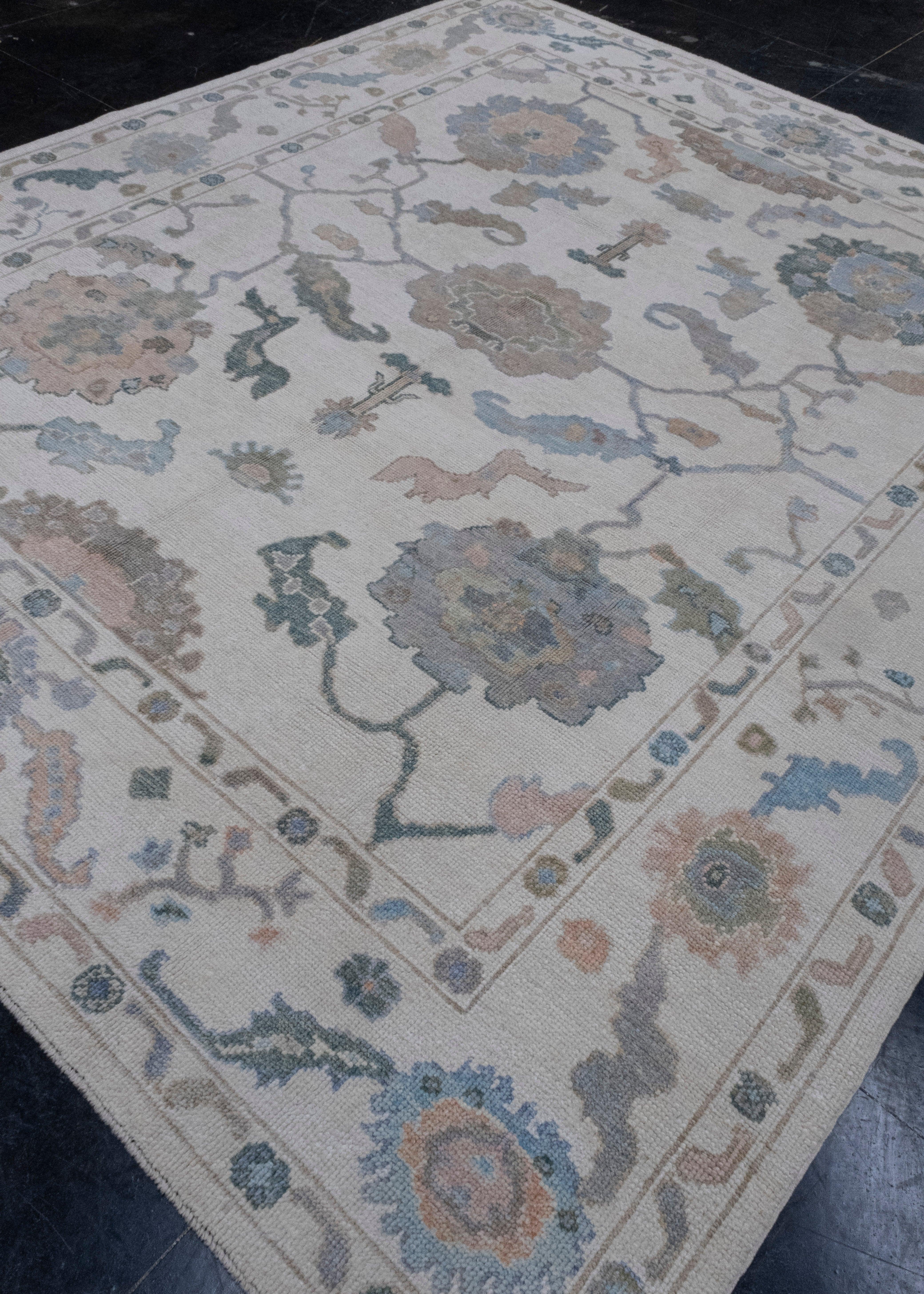 Hand-Knotted Turkish Oushak Rug 8'4
