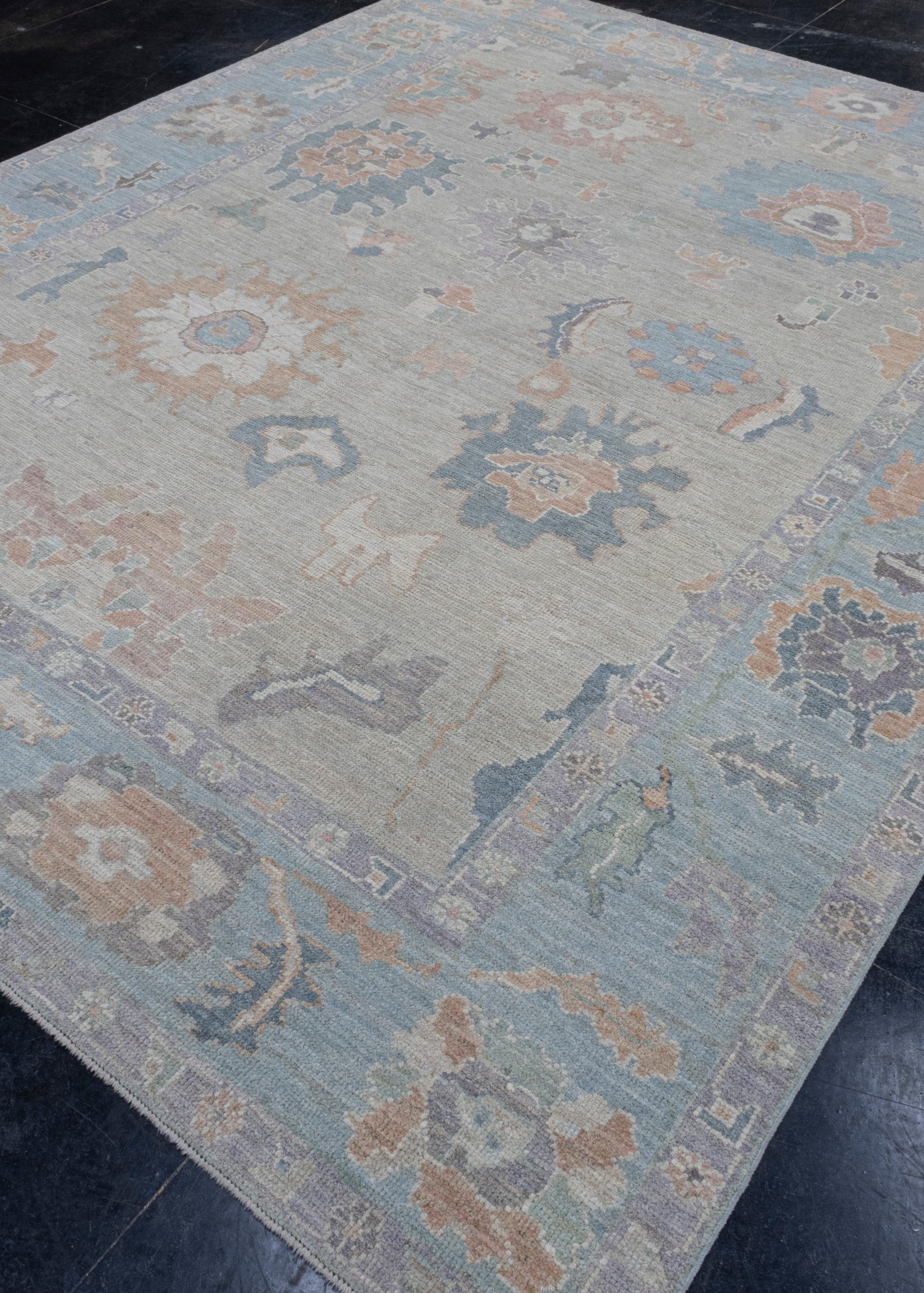 Hand-Knotted Turkish Oushak Rug 8'5