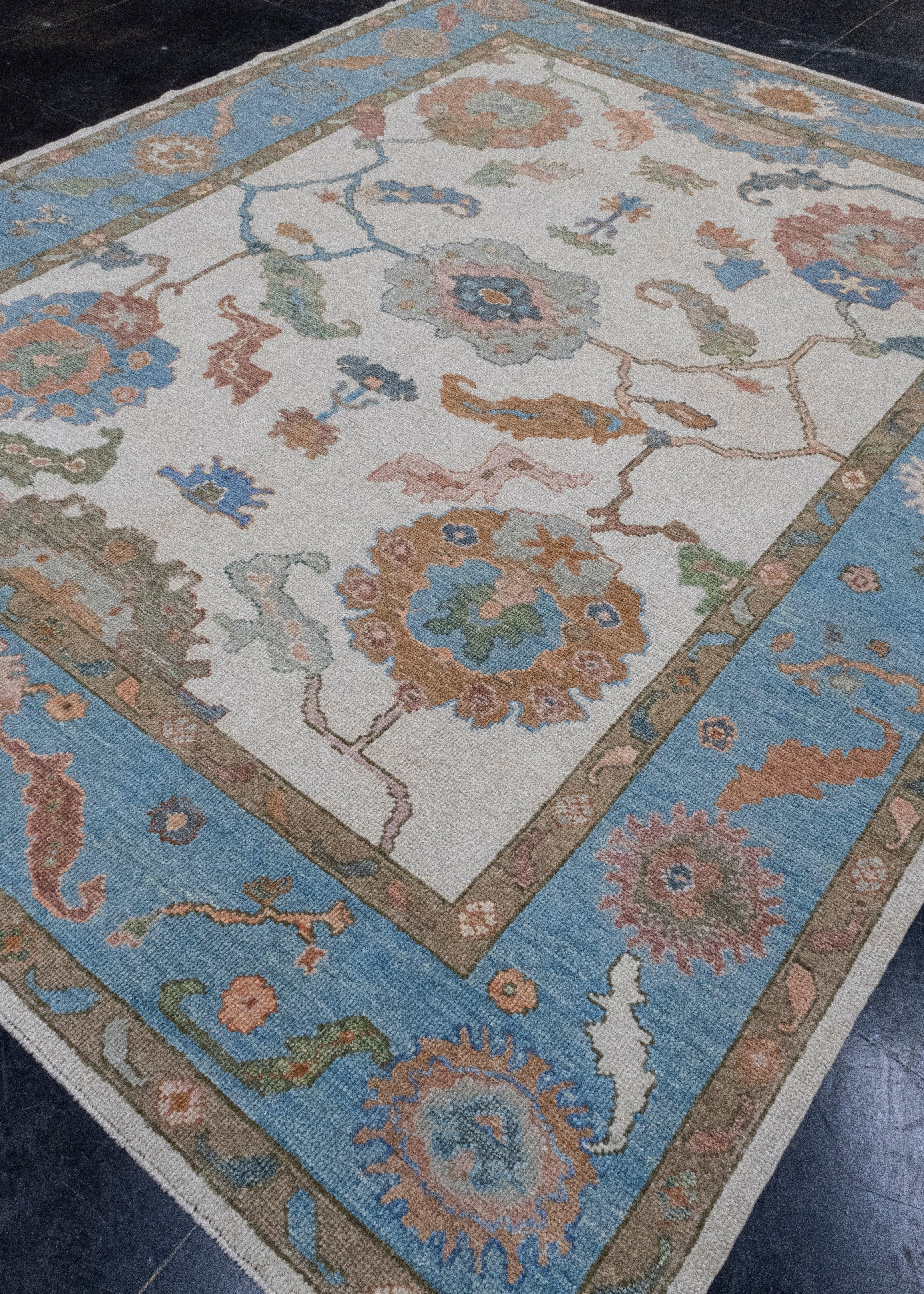 Hand-Knotted Turkish Oushak Rug 8'5