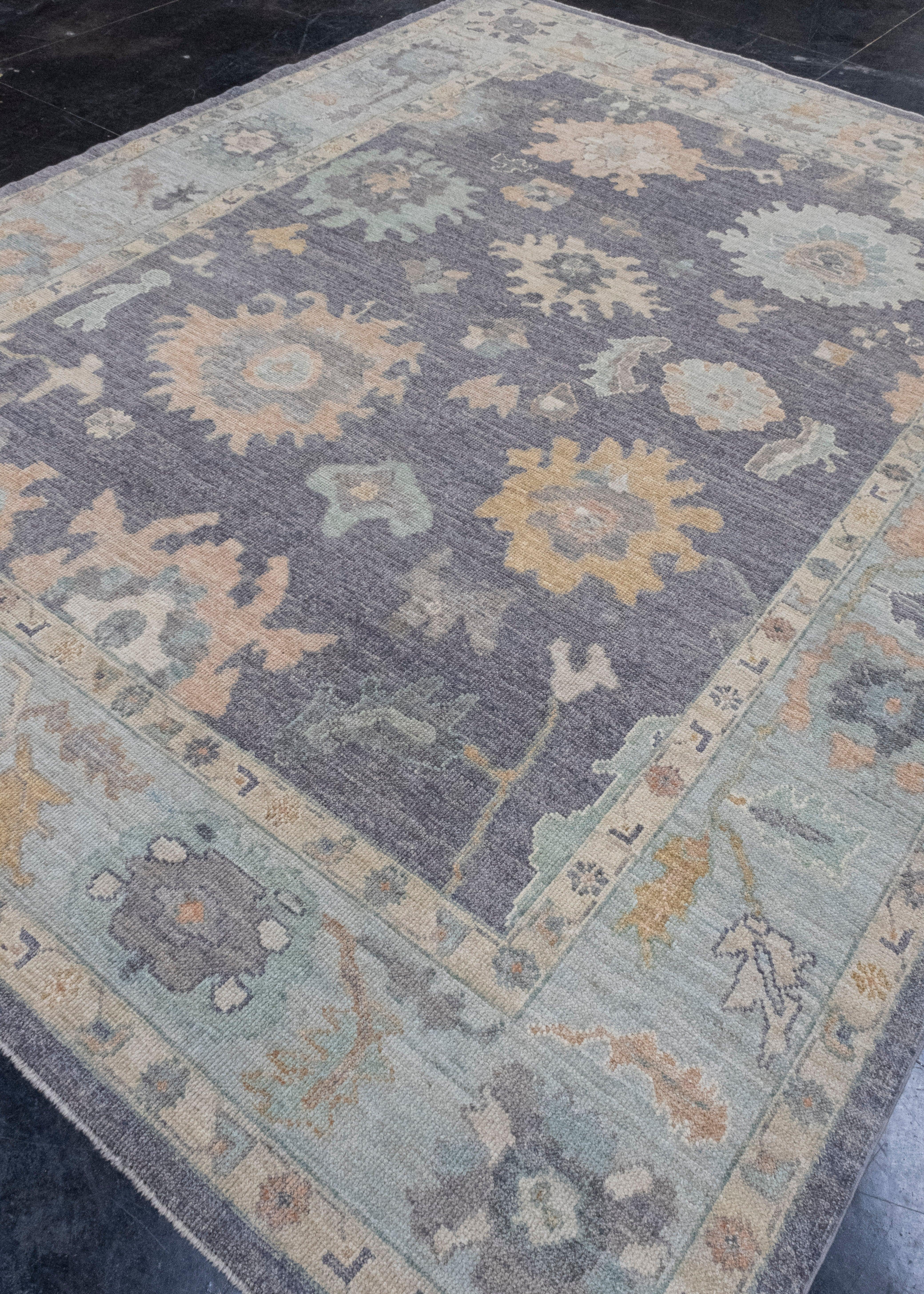Hand-Knotted Turkish Oushak Rug 8'5