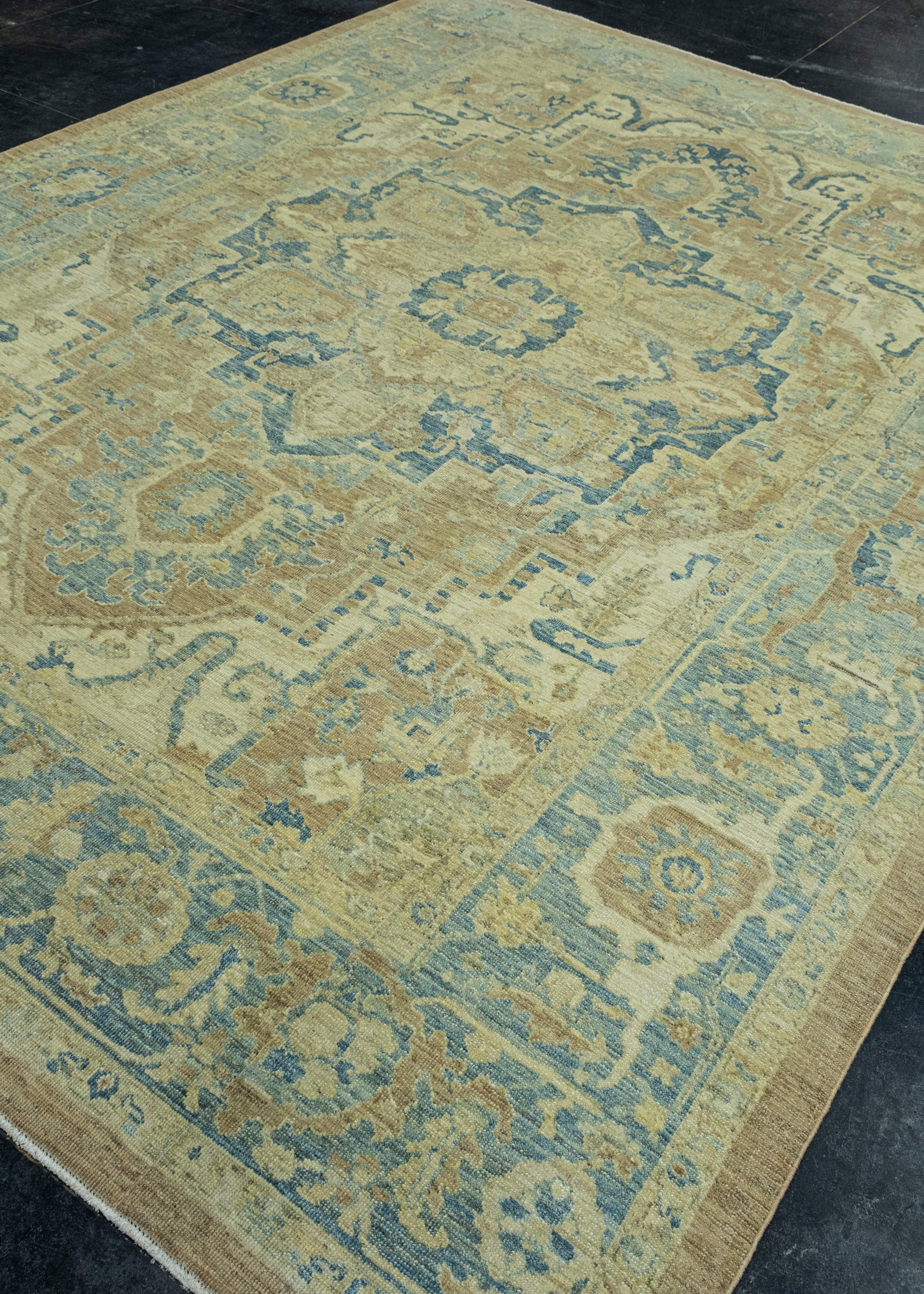 Hand-Knotted Turkish Oushak Rug 8'5