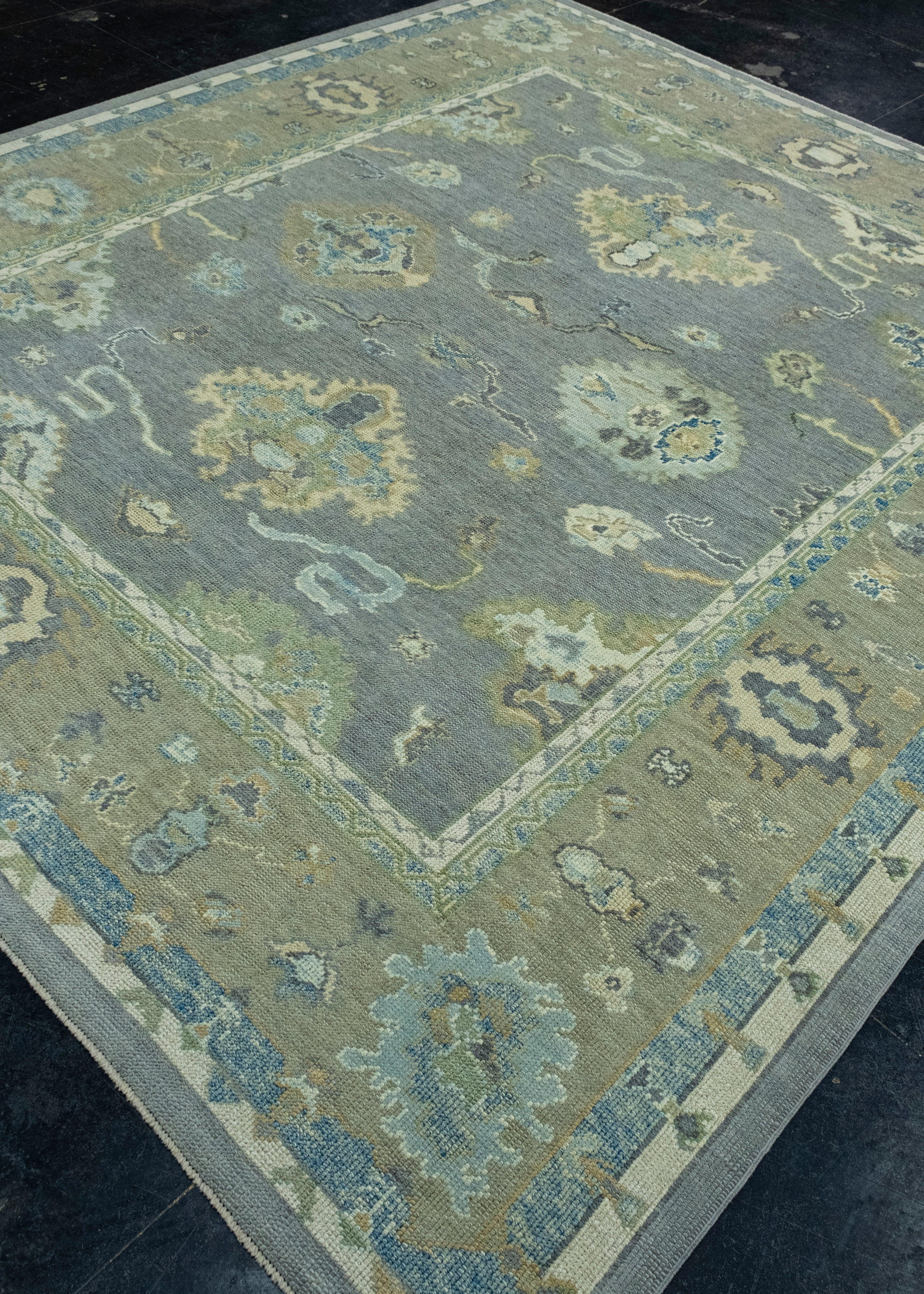 Hand-Knotted Turkish Oushak Rug 8'5