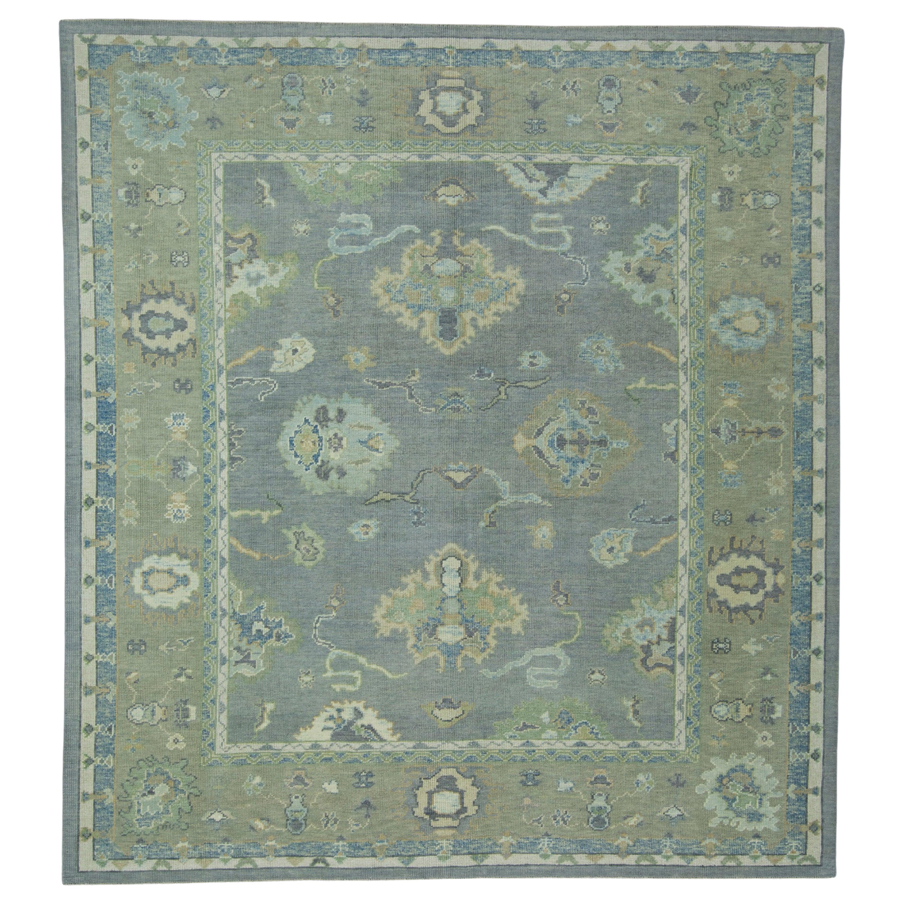 Turkish Oushak Rug 8'5" x 9'3" #17009 For Sale