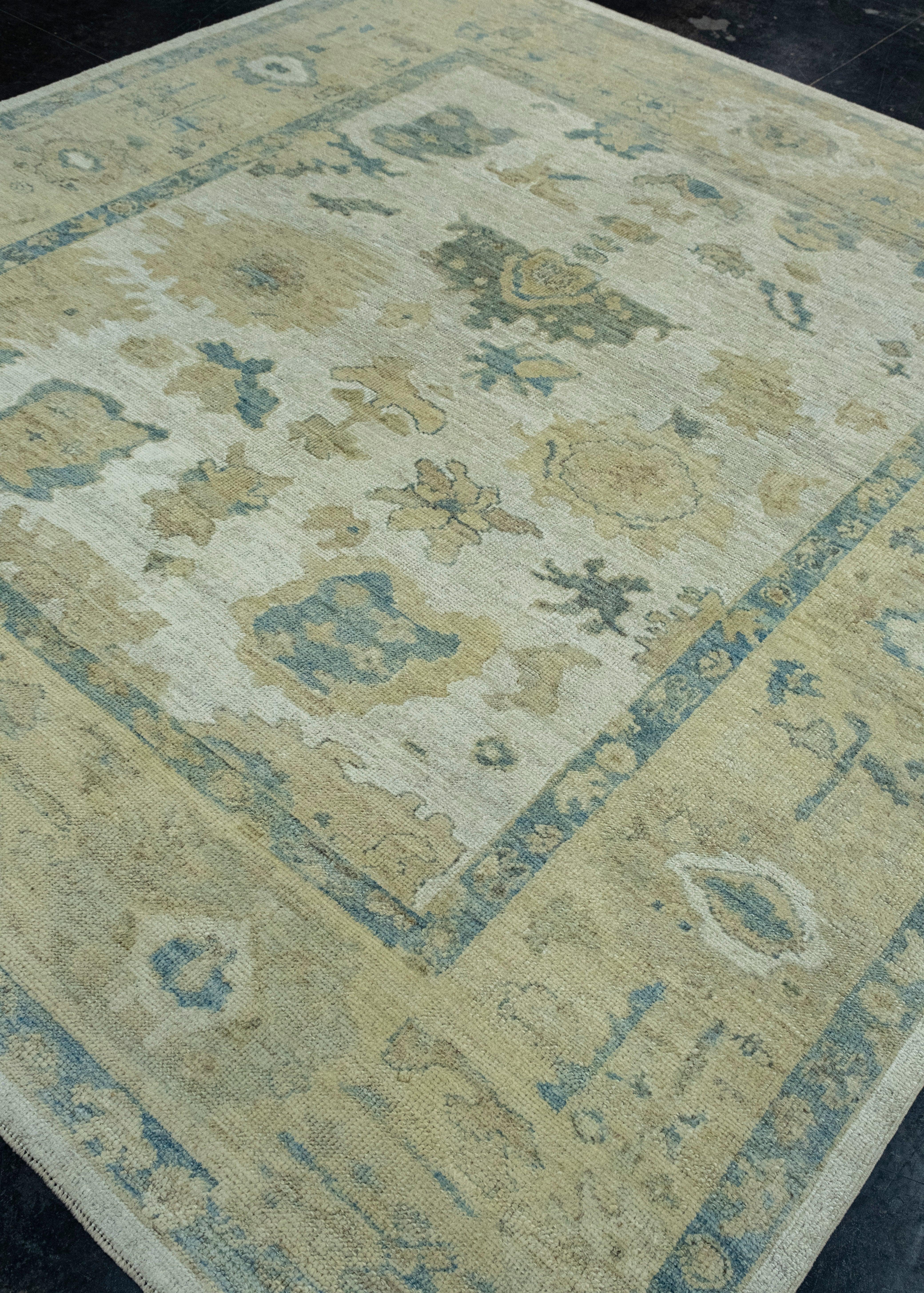 Hand-Knotted Turkish Oushak Rug 8'5