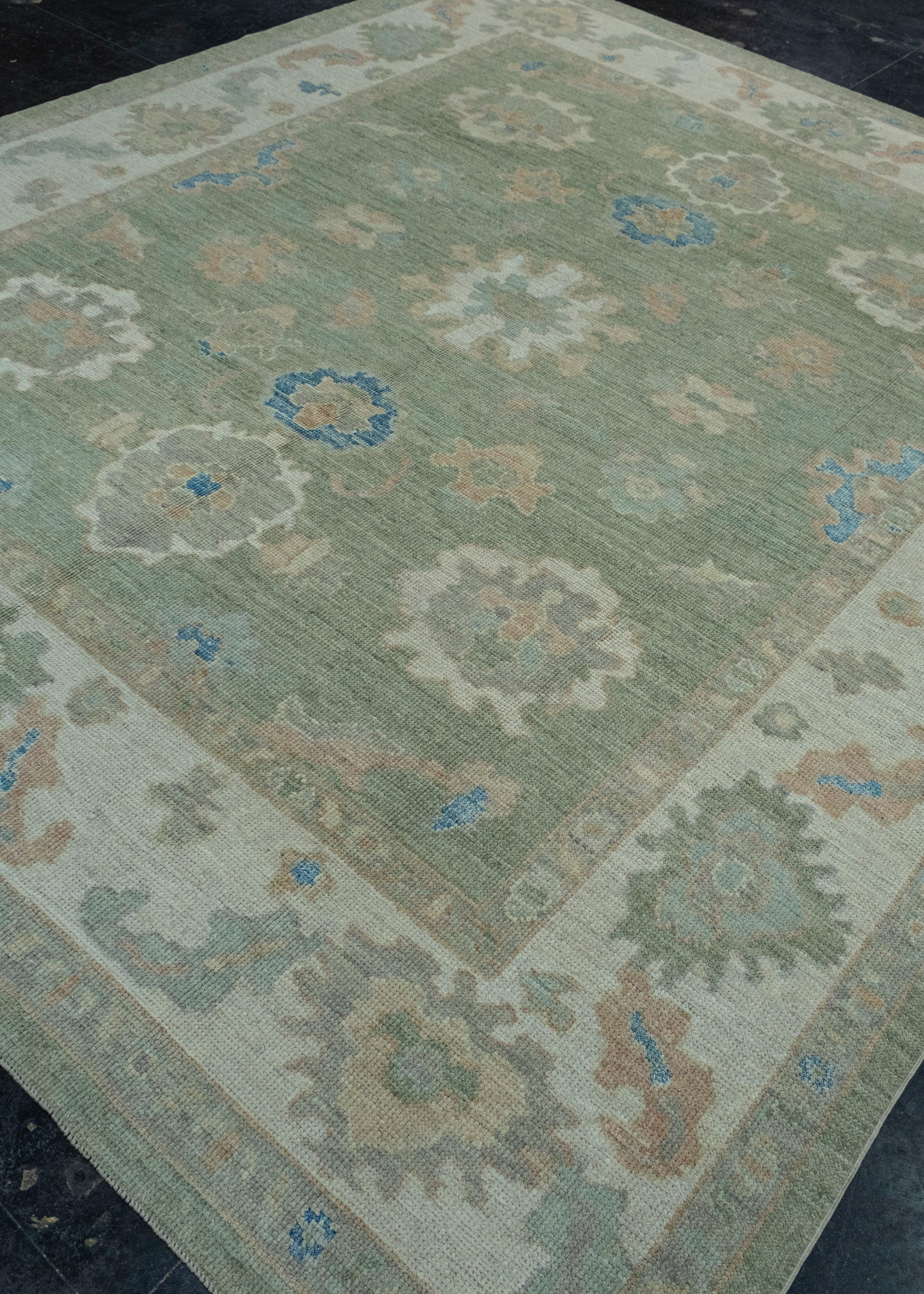 Hand-Knotted Turkish Oushak Rug 8'6