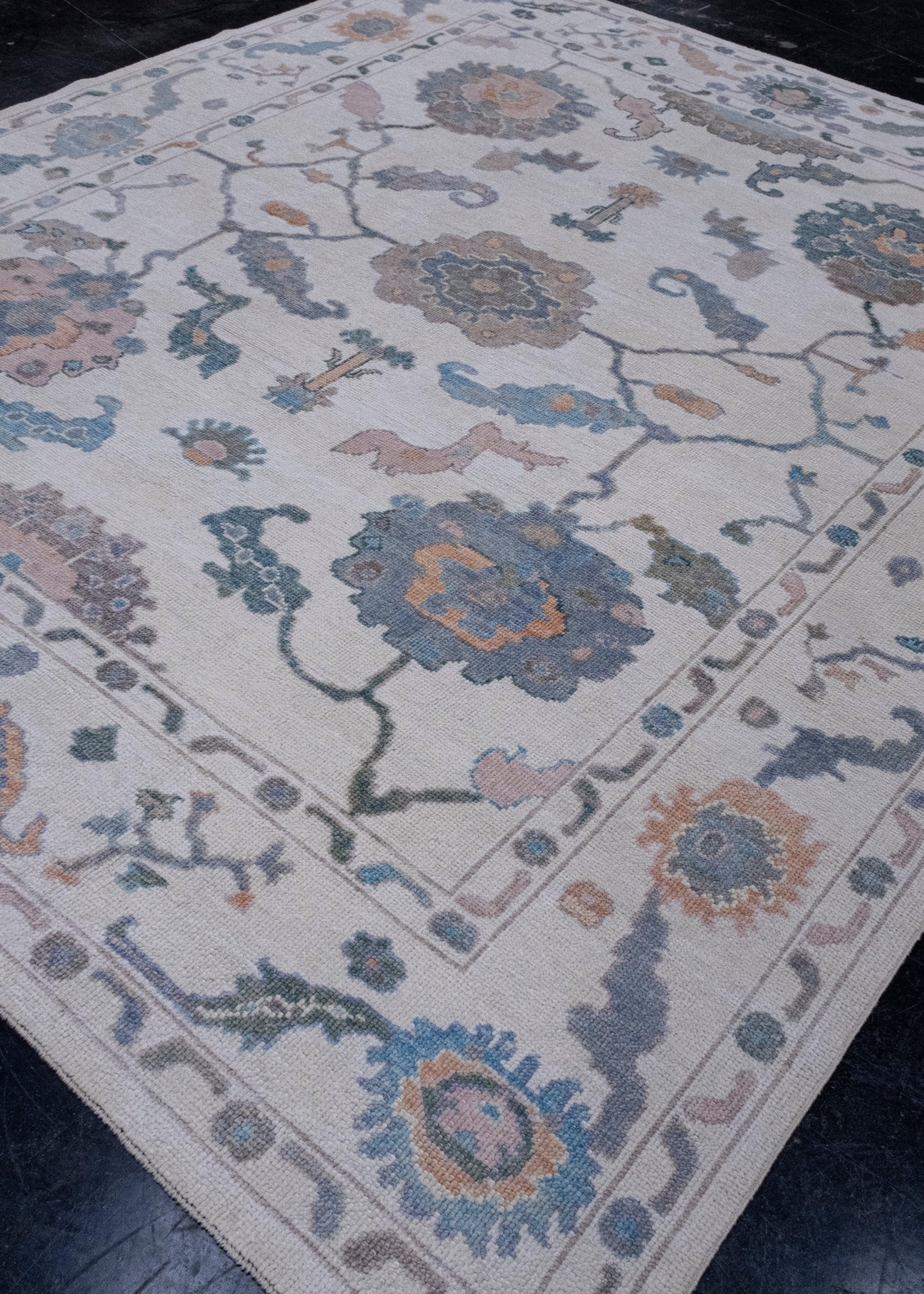 Hand-Knotted Turkish Oushak Rug 8'6