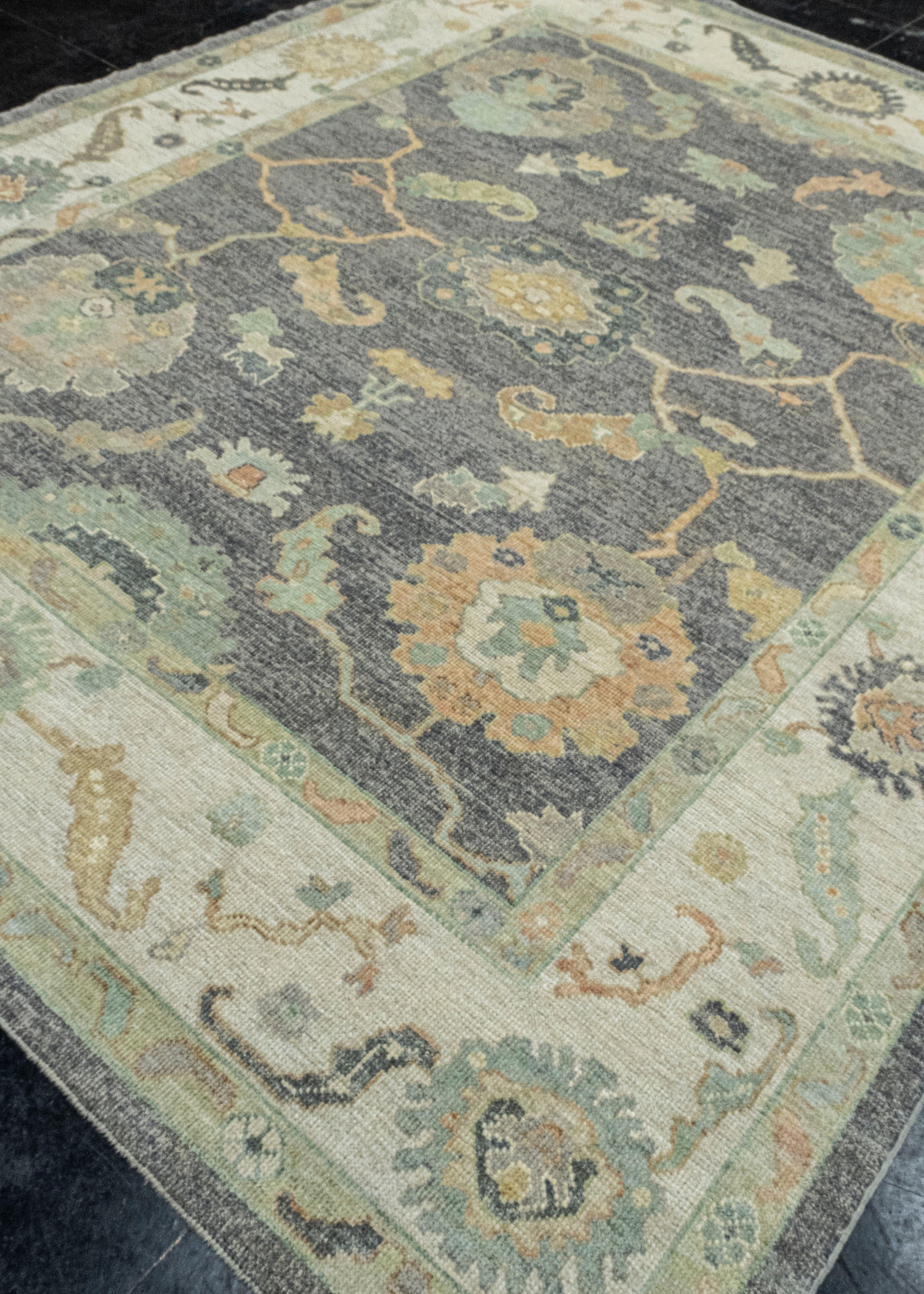 Hand-Knotted Turkish Oushak Rug 8'6