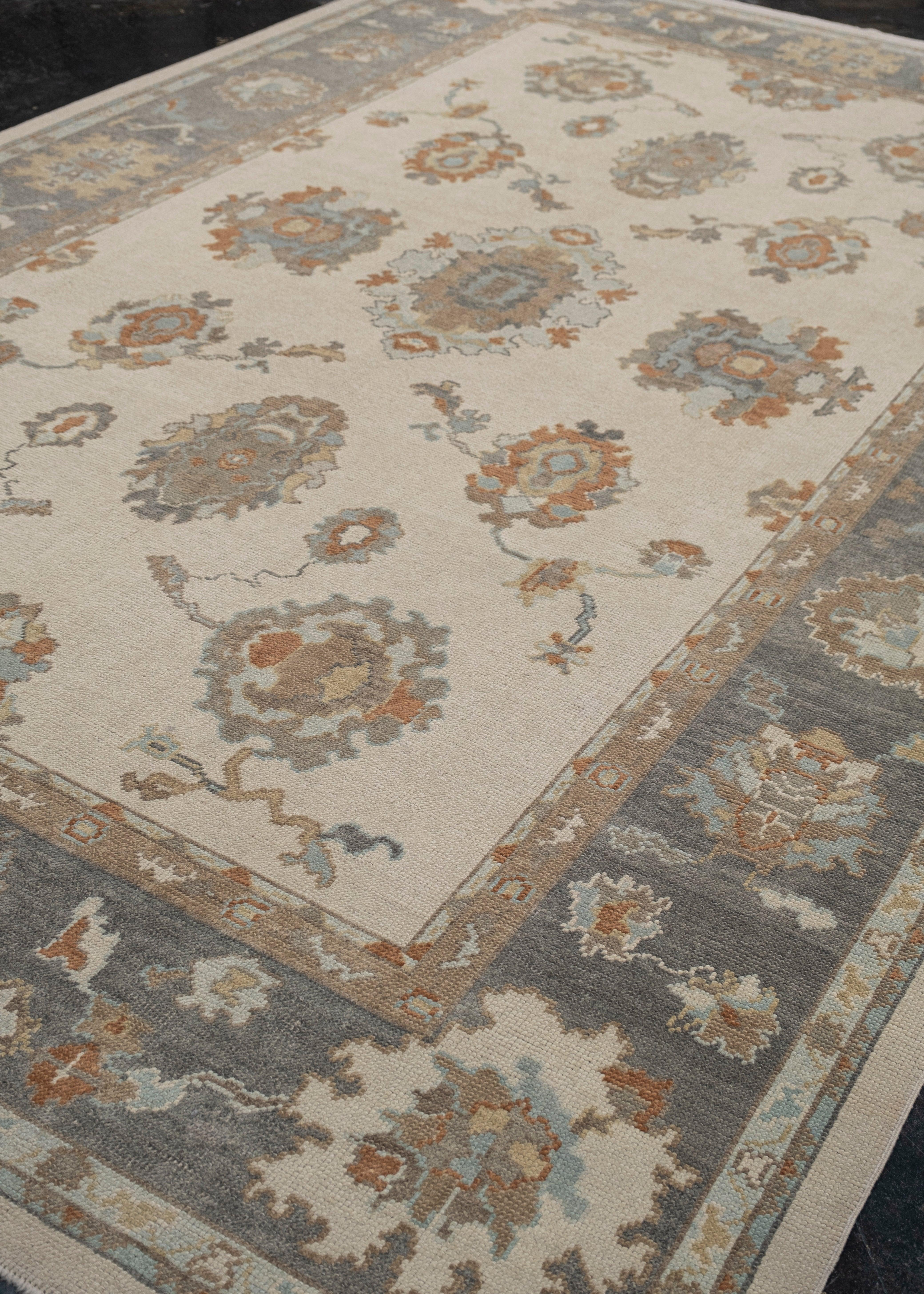 Hand-Knotted Turkish Oushak Rug 8'6