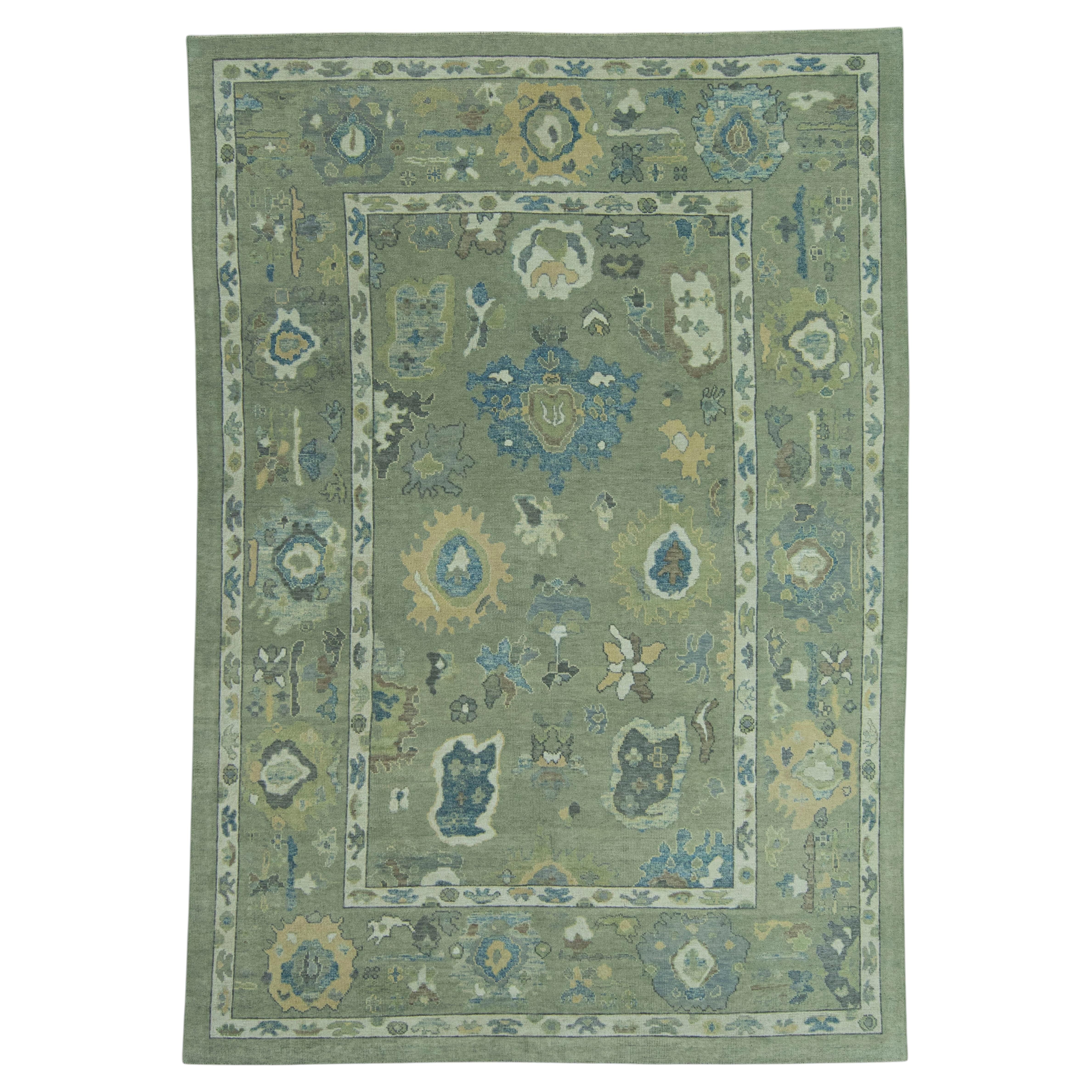 Turkish Oushak Rug 8'6" x 12'4" #19183 For Sale