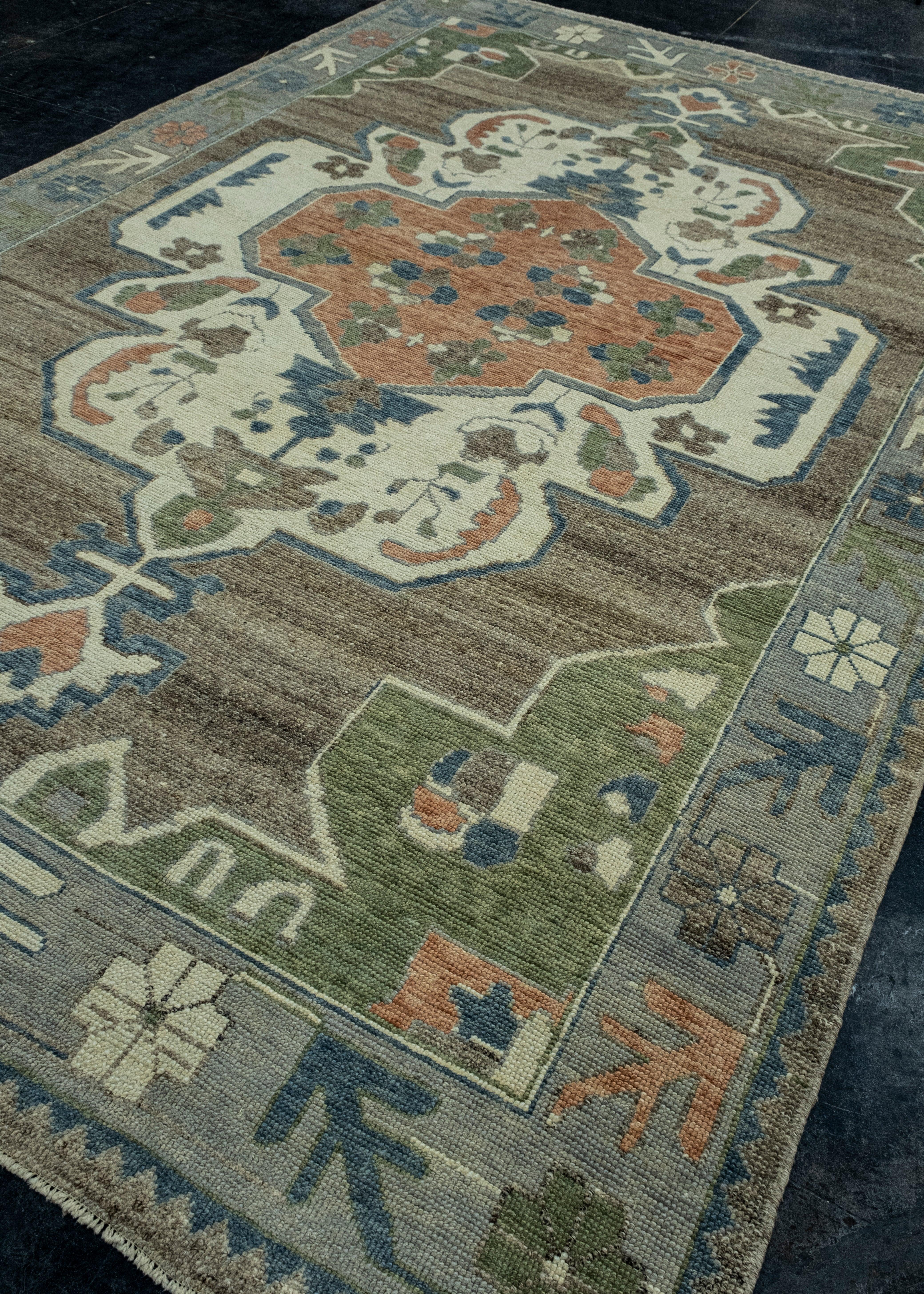 Hand-Knotted Turkish Oushak Rug 8'6