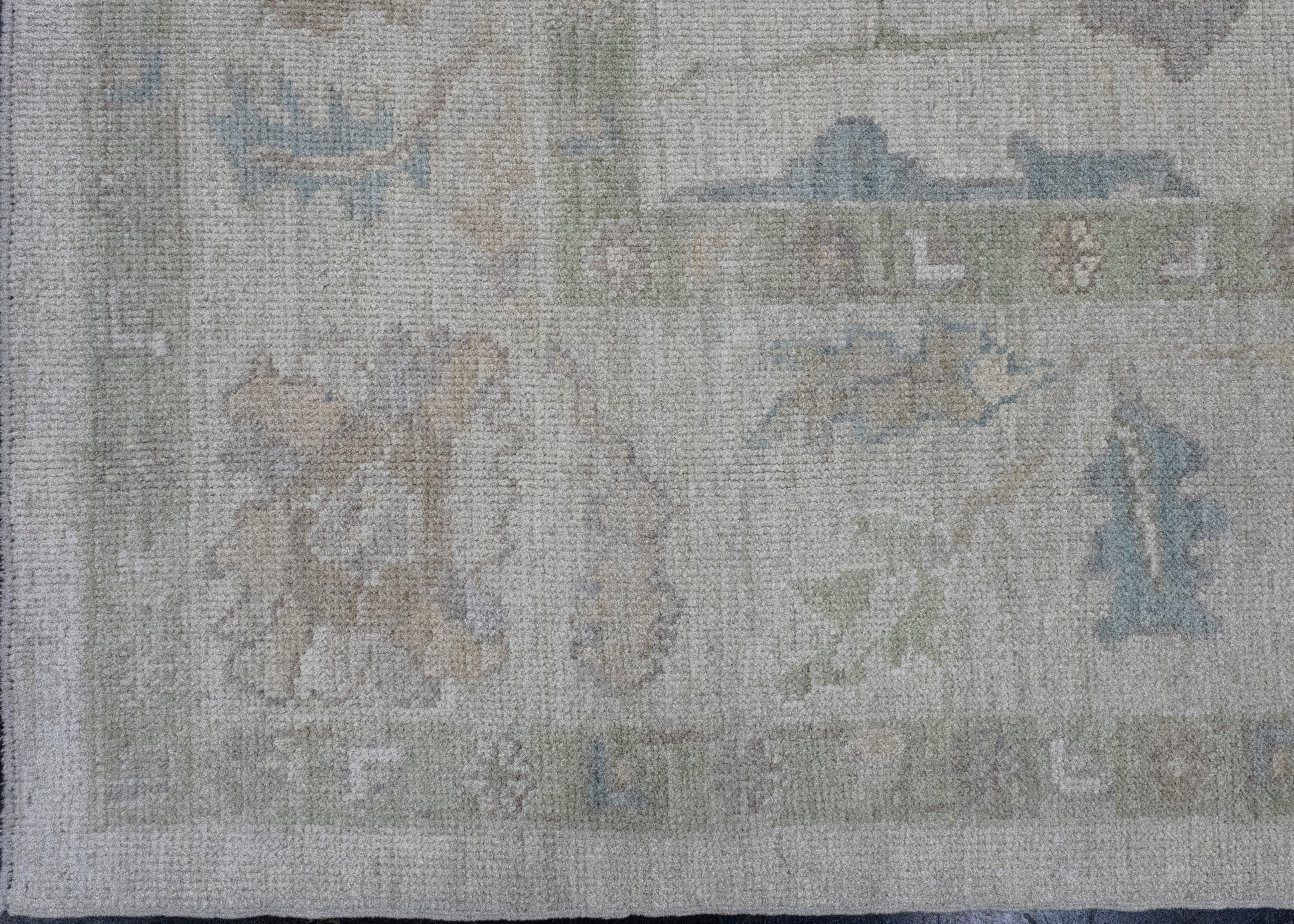 Hand-Knotted Turkish Oushak Rug 8'7