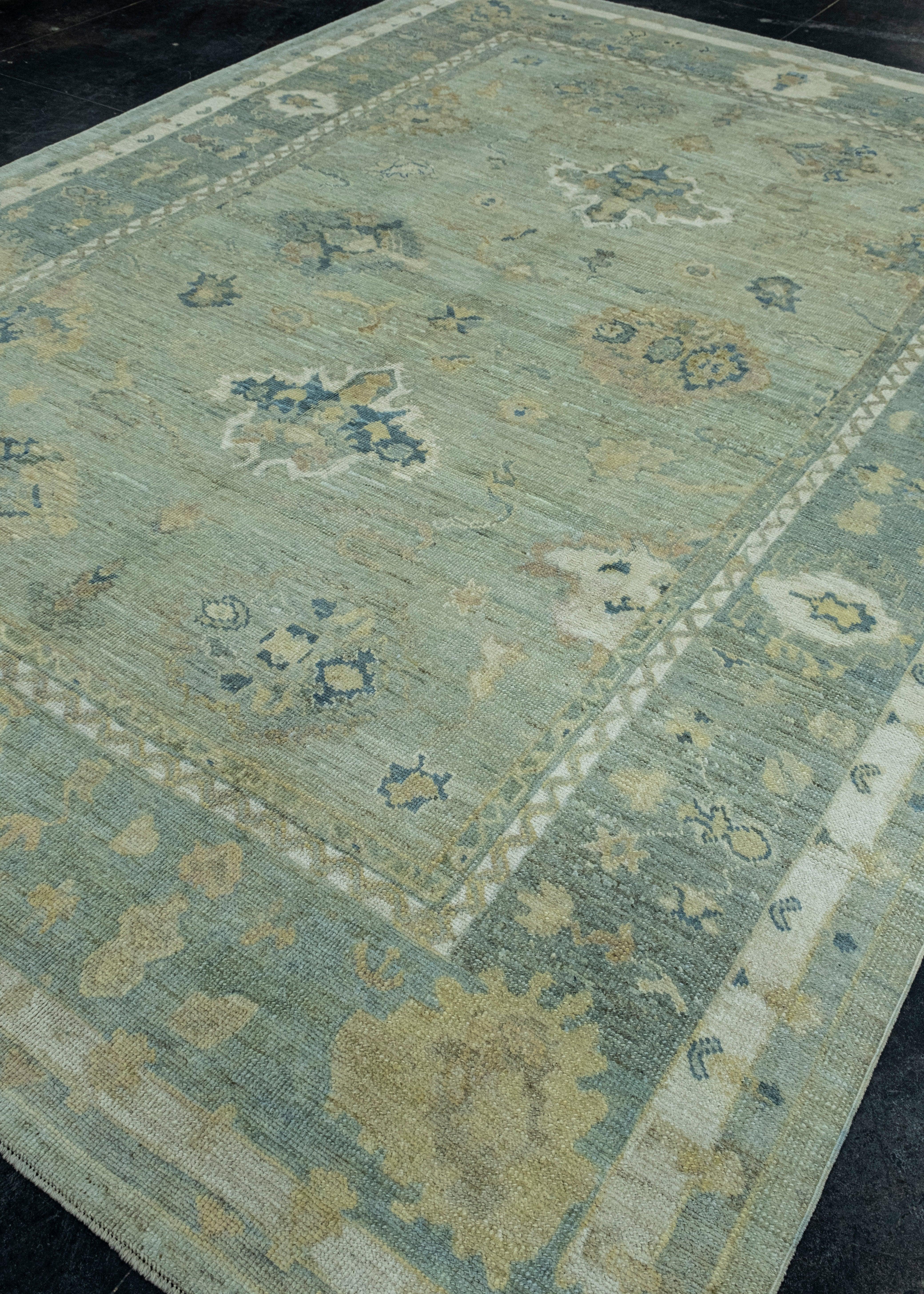 Hand-Knotted Turkish Oushak Rug 8'7