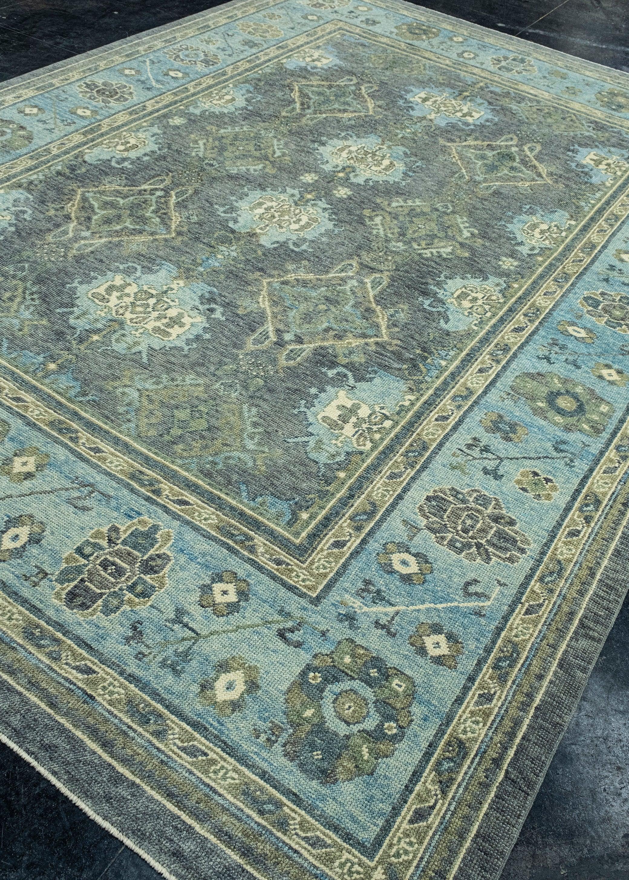 Hand-Knotted Turkish Oushak Rug 8'9