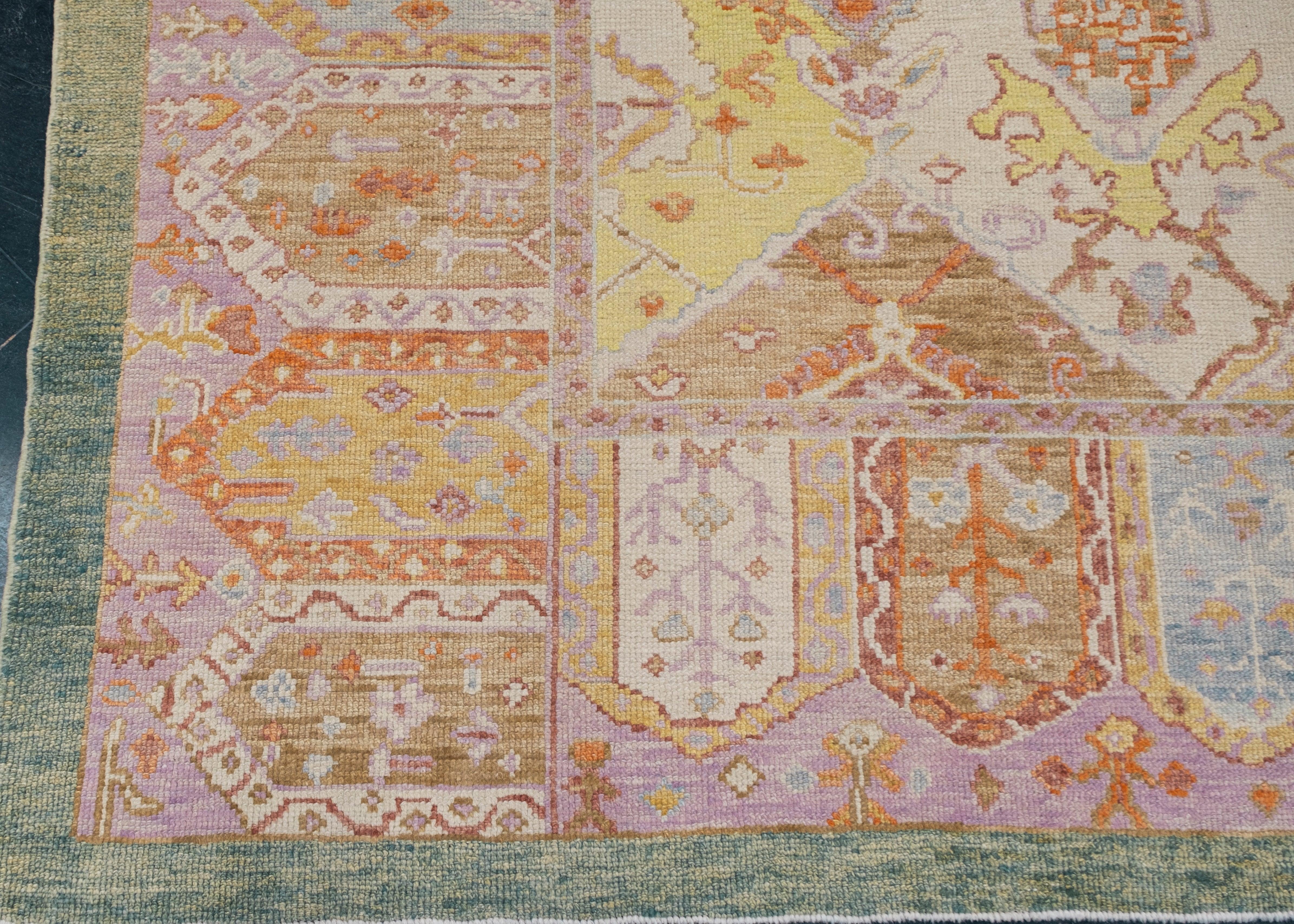 Hand-Knotted Turkish Oushak Rug 9' x 11'9
