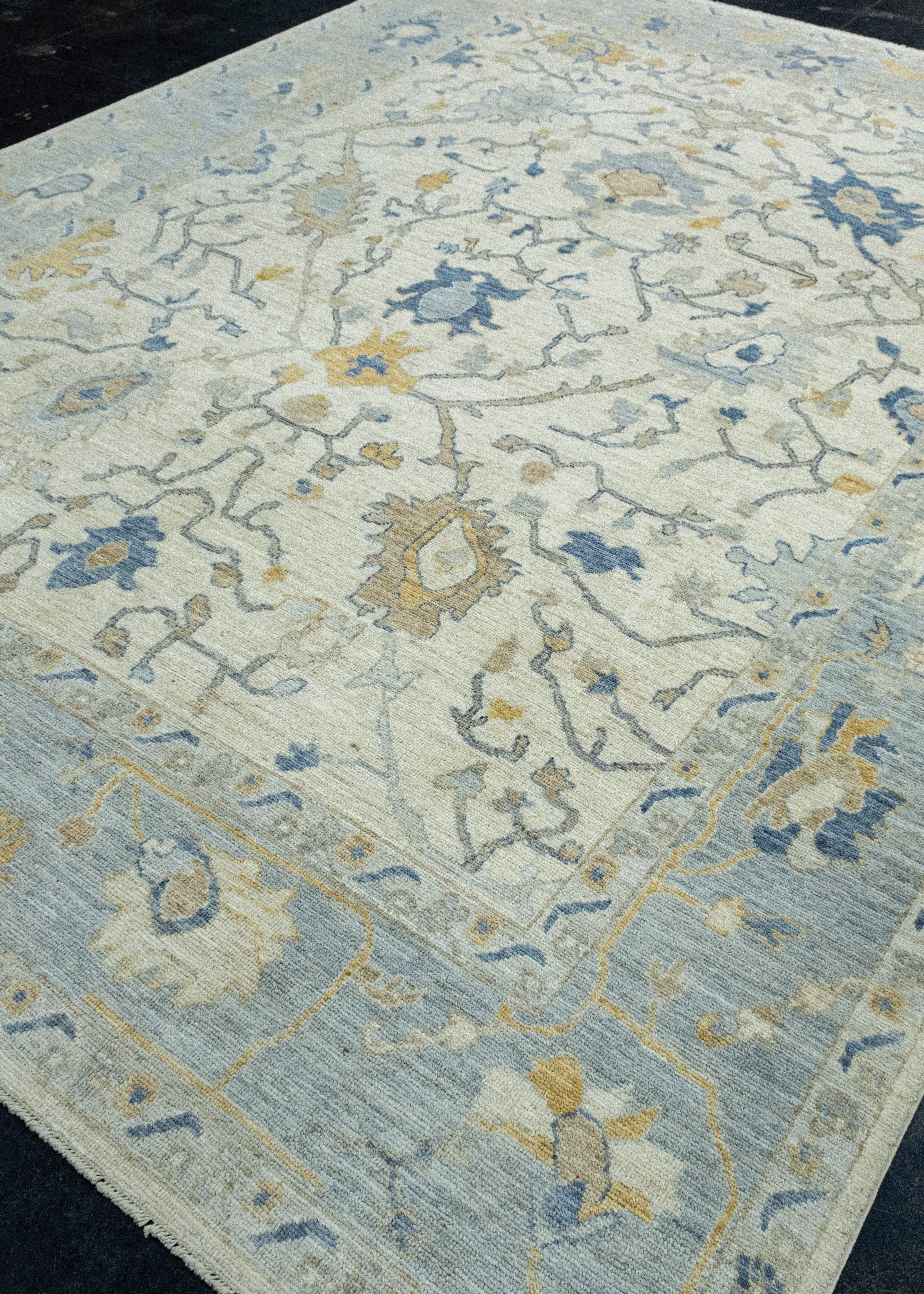 Turc Tapis turc Oushak 9' x 12' #17432 en vente