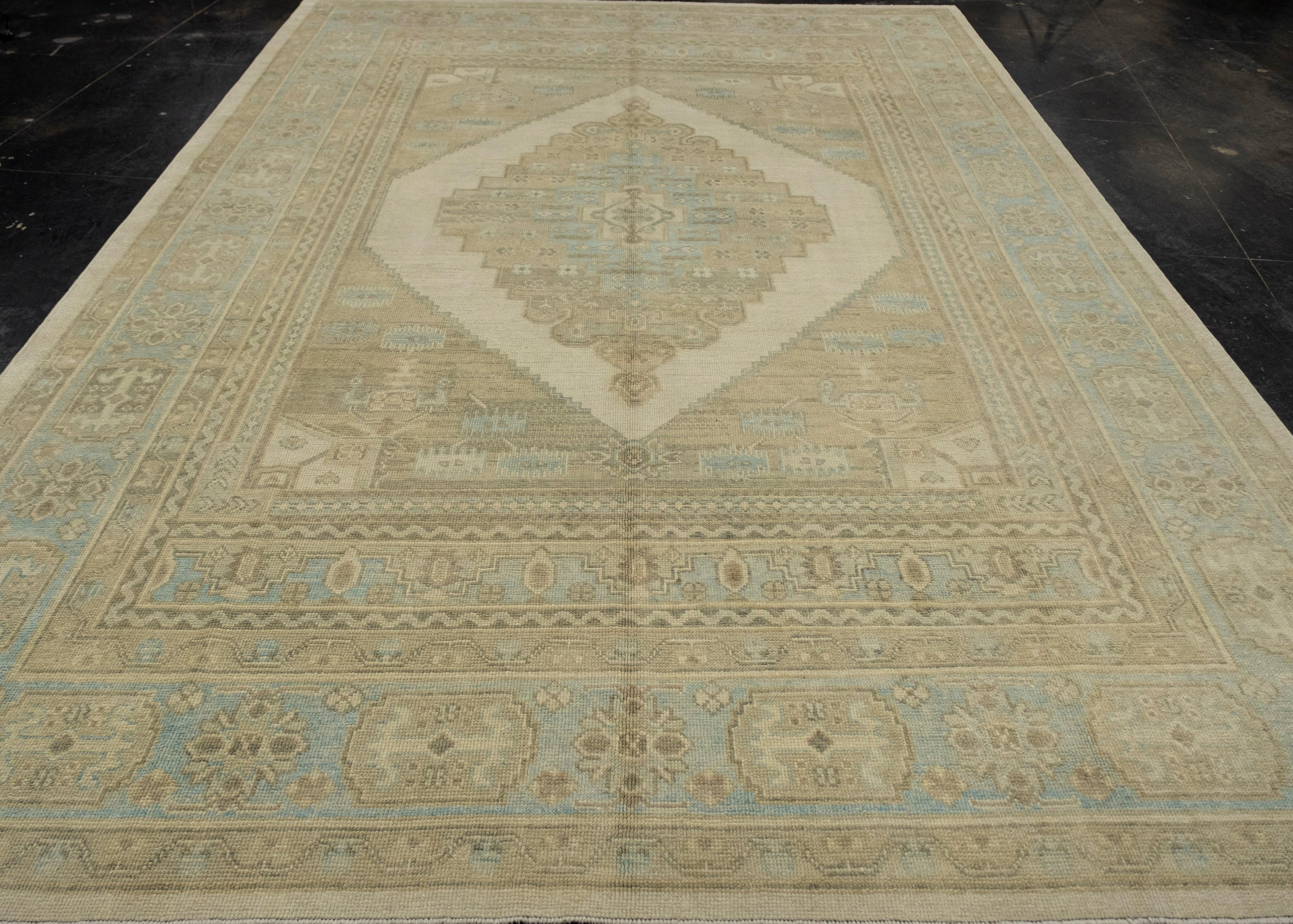 Alfombra turca de aspecto antiguo Oushak 9' x 12'10
