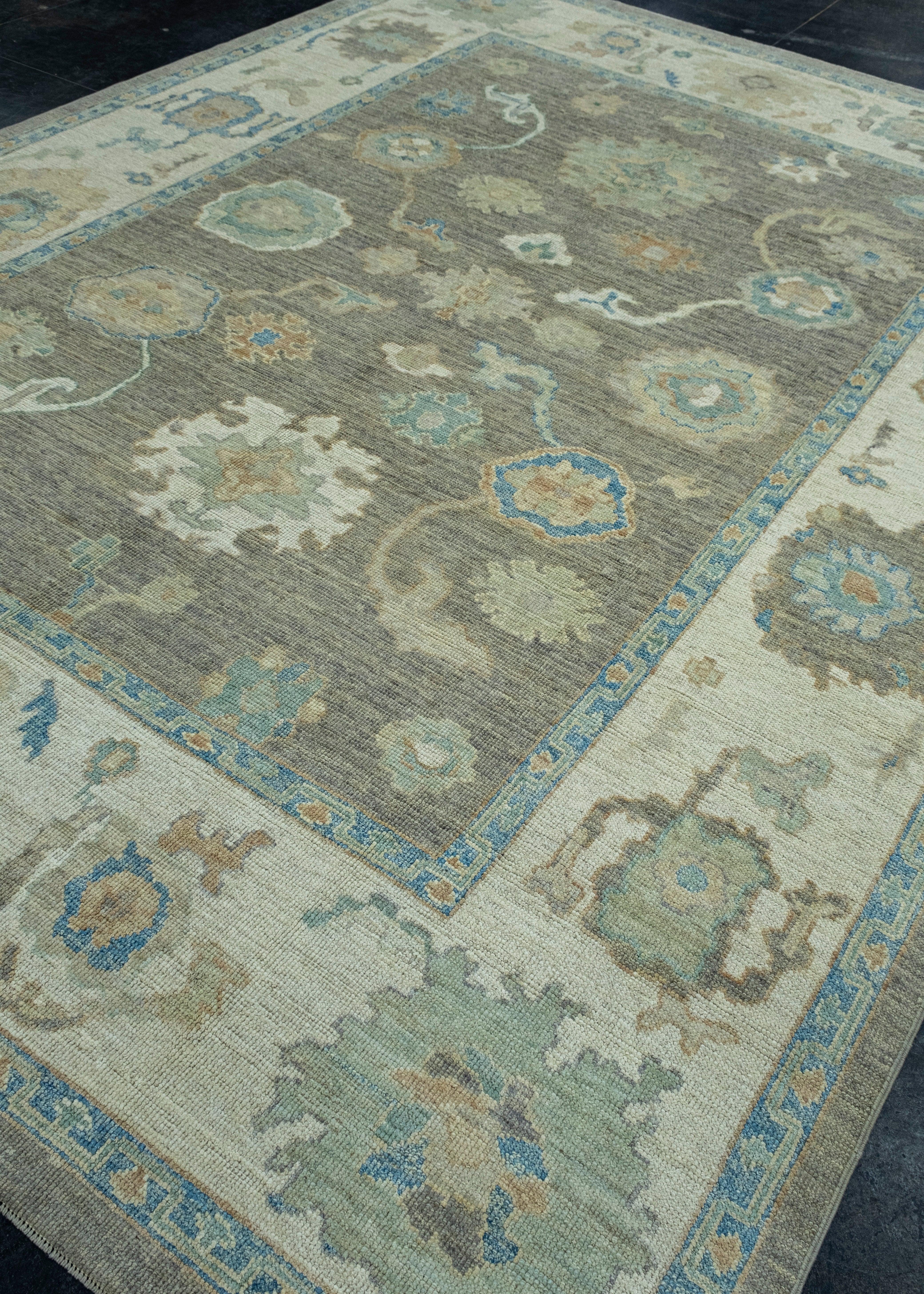 Hand-Knotted Turkish Oushak Rug 9' x 12'2