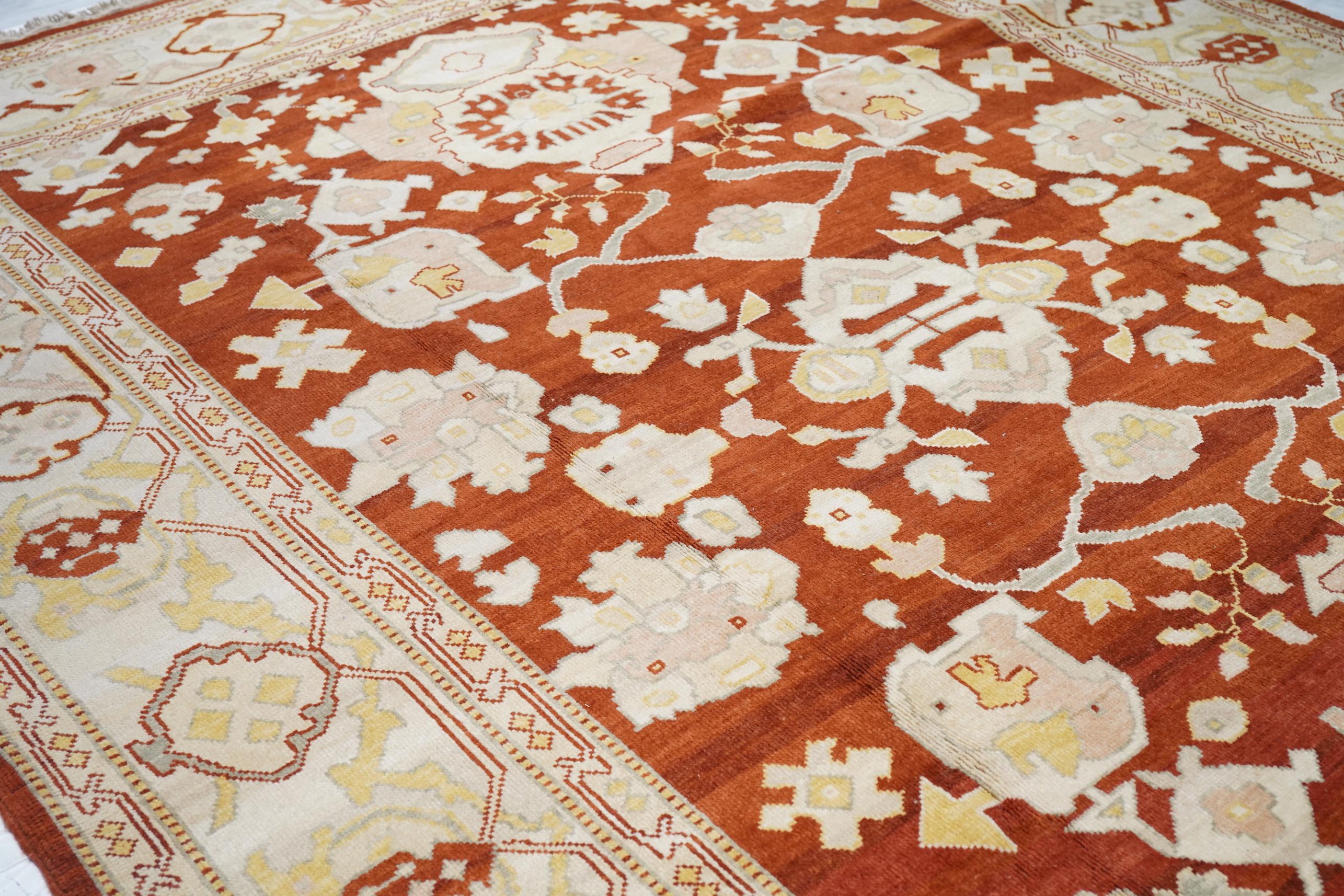 XXIe siècle et contemporain Tapis turc Oushak 9'0