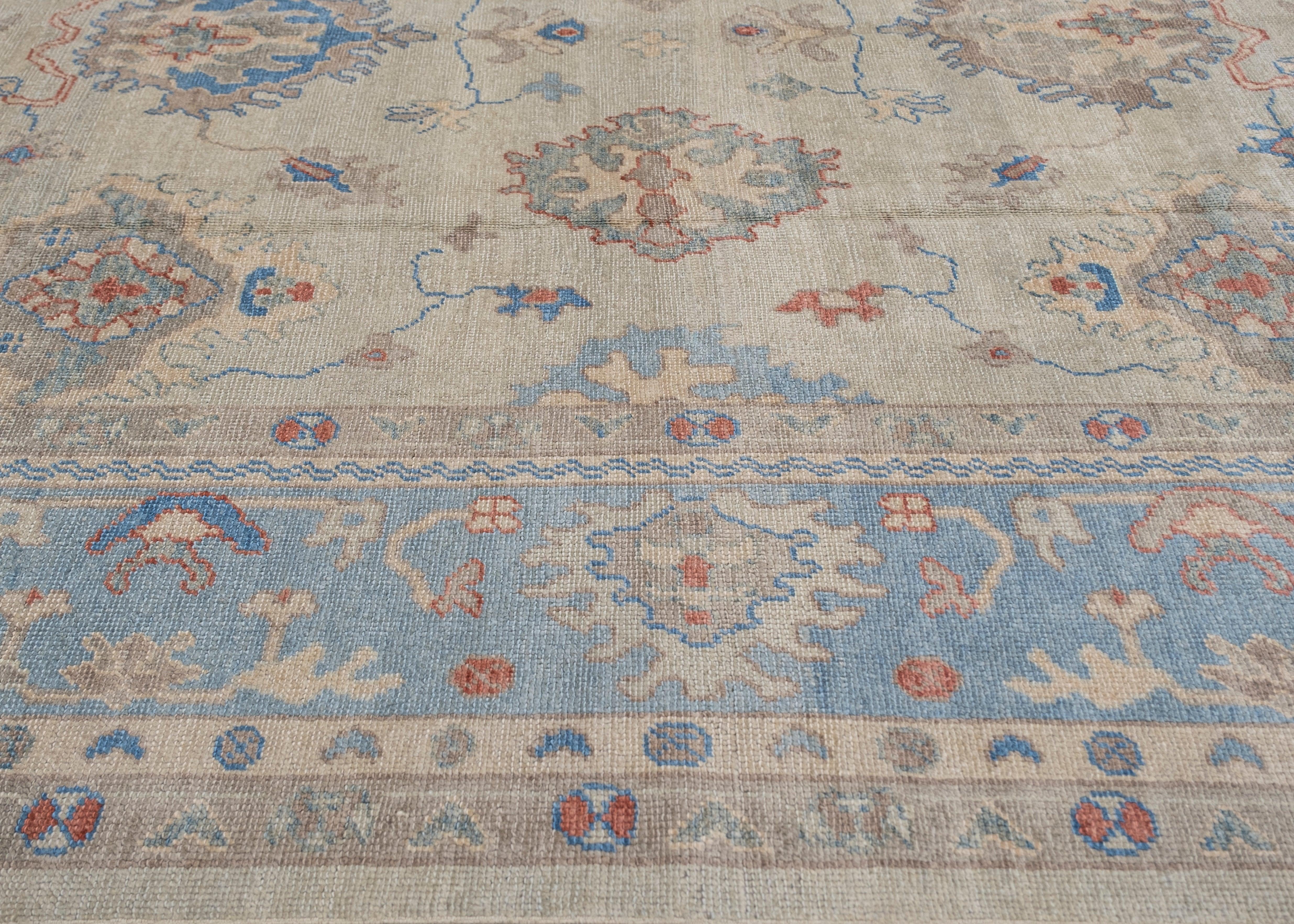 Oushak Rug Oriental Hand Knotted Turkish Oushak 9'10