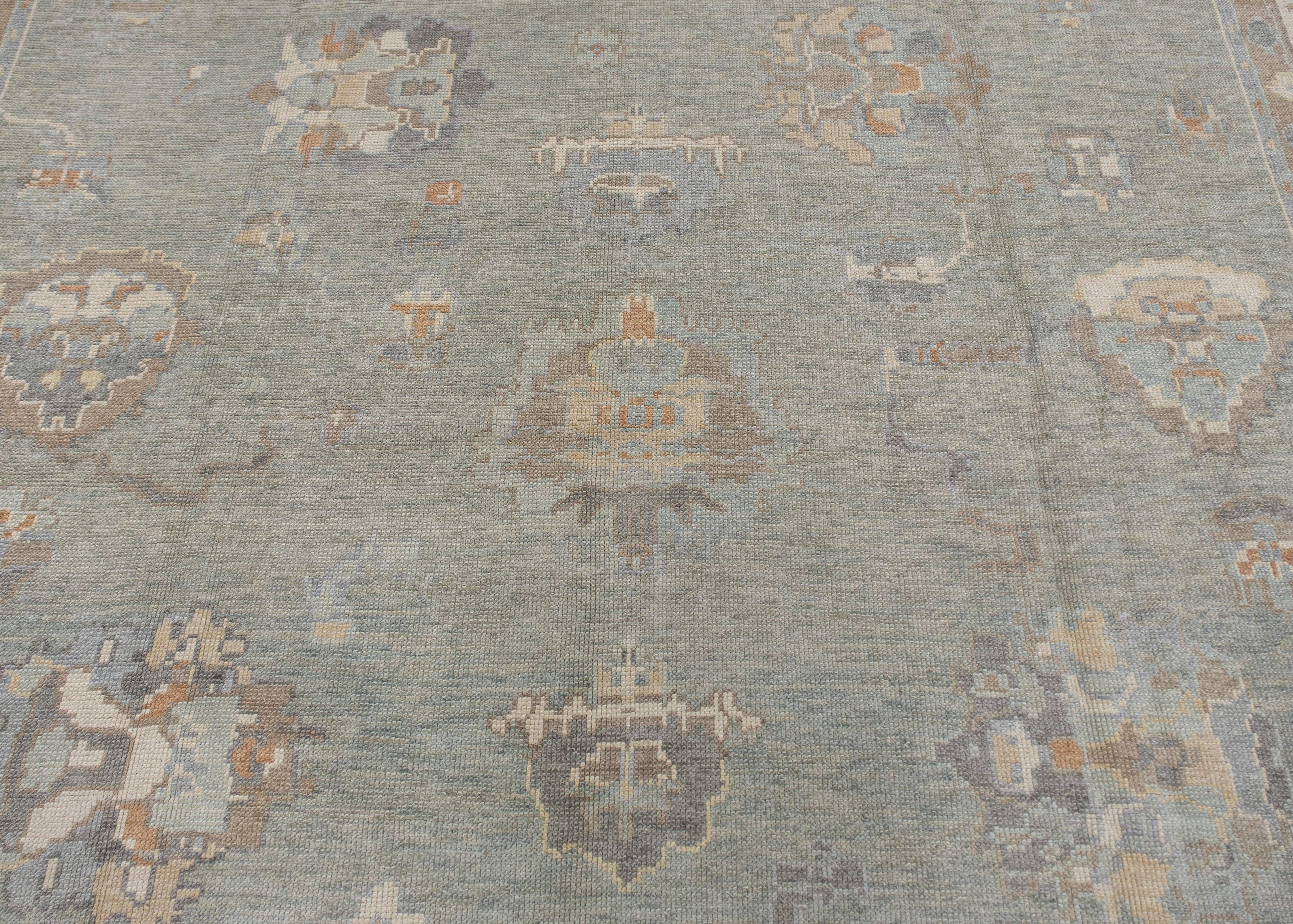 Hand-Knotted Turkish Oushak Rug 9'11