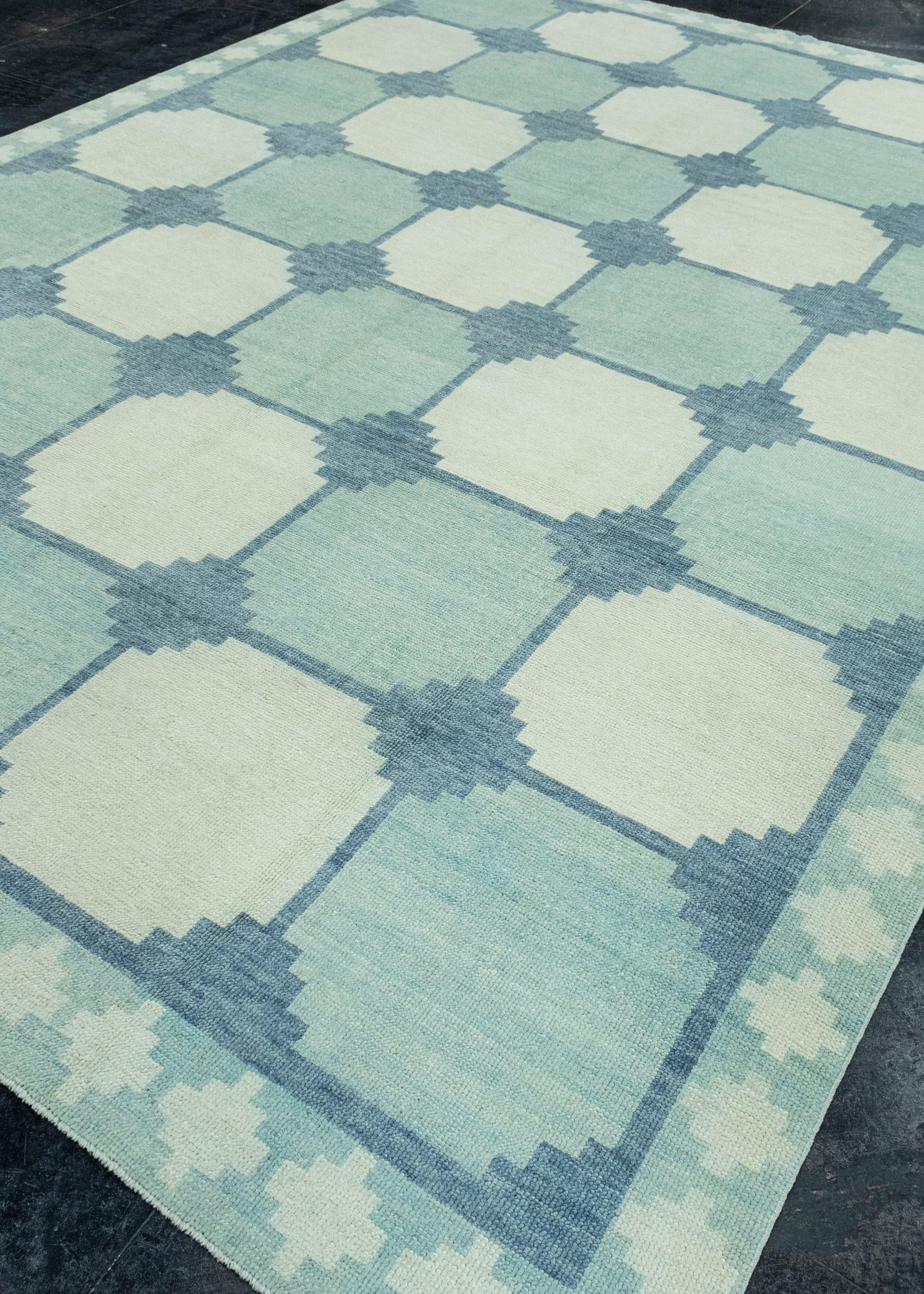 Hand-Knotted Turkish Oushak Rug 9'2