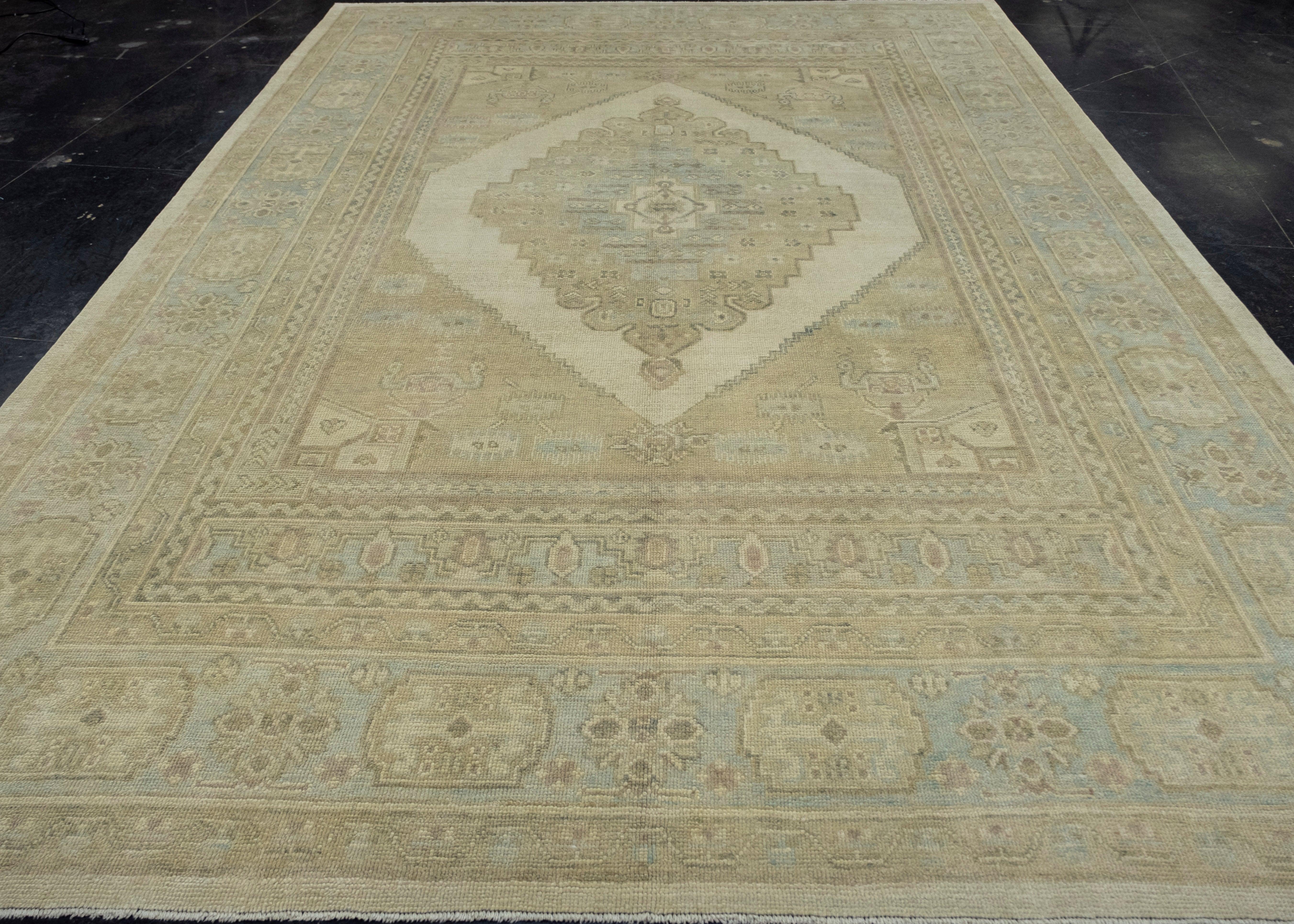 Turkish Antique Look Oushak Rug 9'3