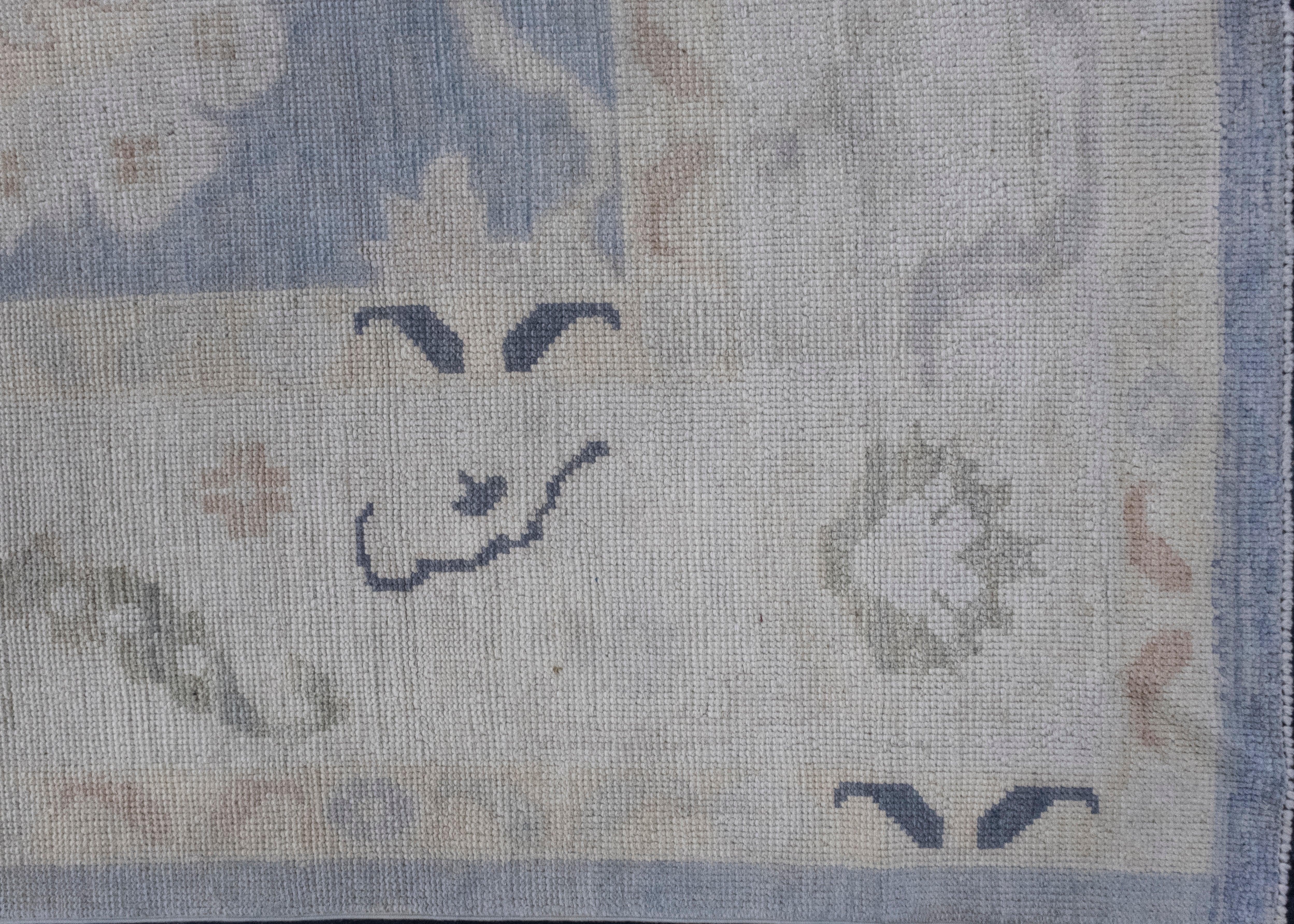 Hand-Knotted Turkish Oushak Rug 9'4