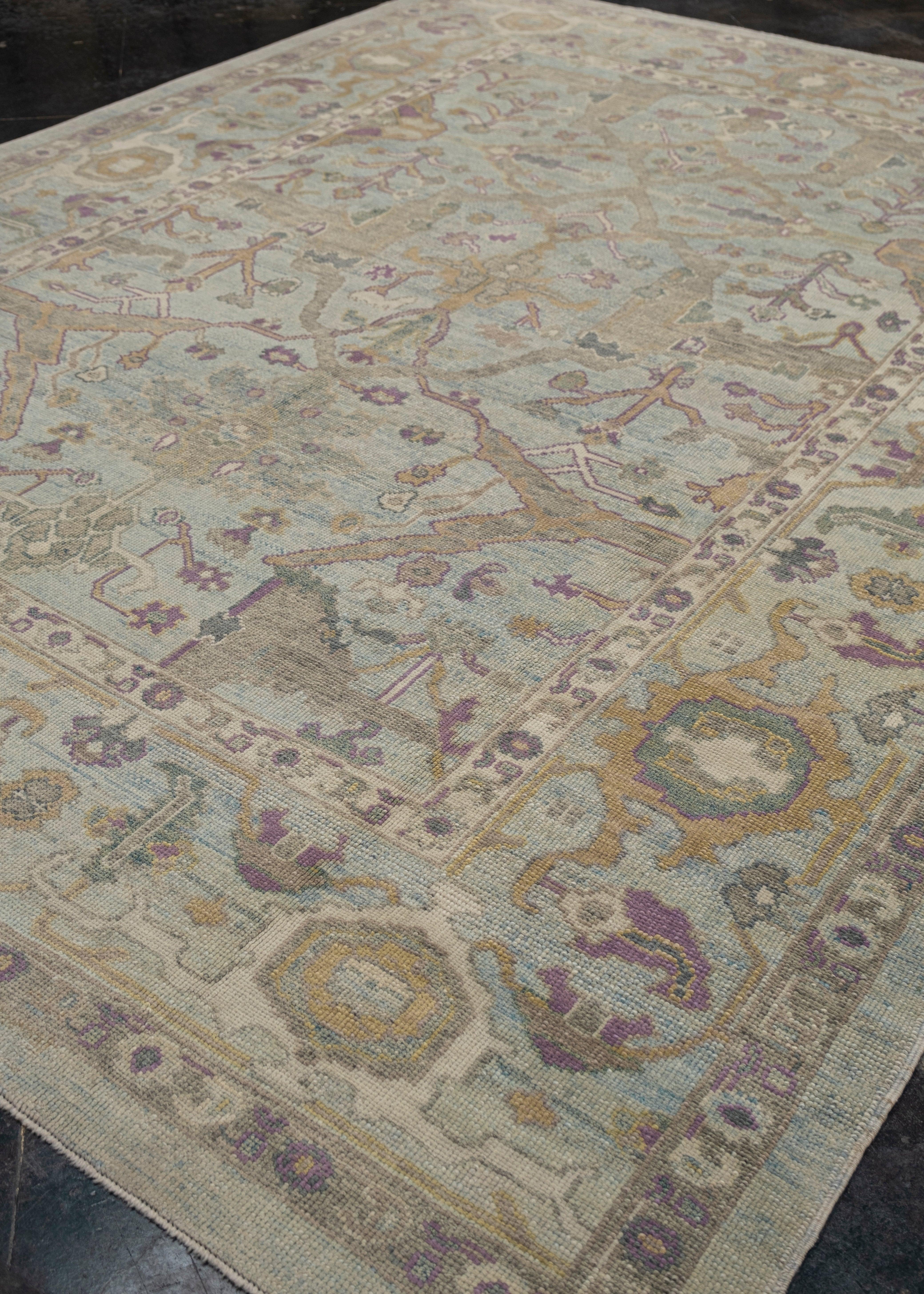 Hand-Knotted Turkish Oushak Rug 9'4