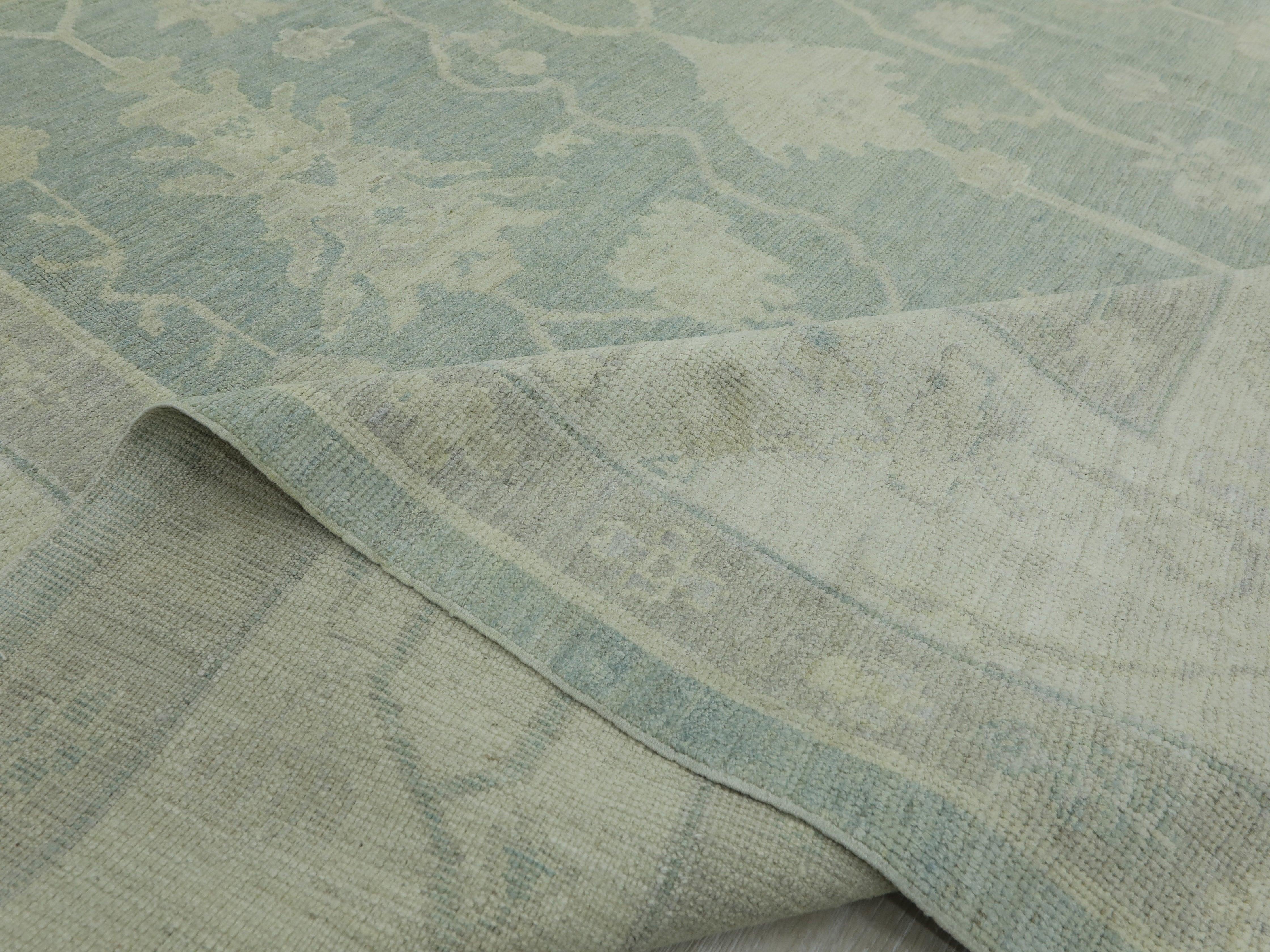 Hand-Knotted Turkish Oushak Rug 9'4
