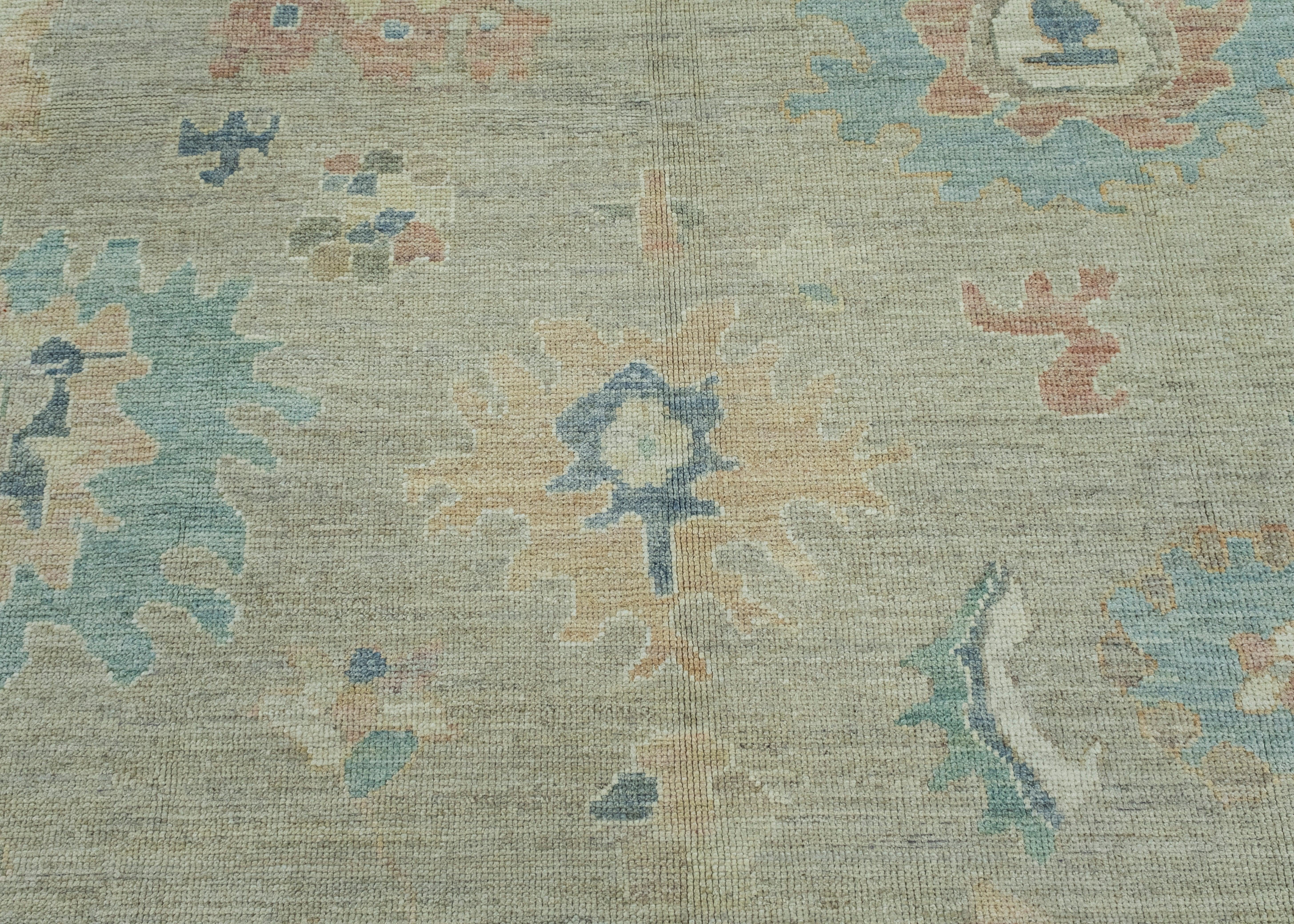 Wool Turkish Oushak Rug 9'9